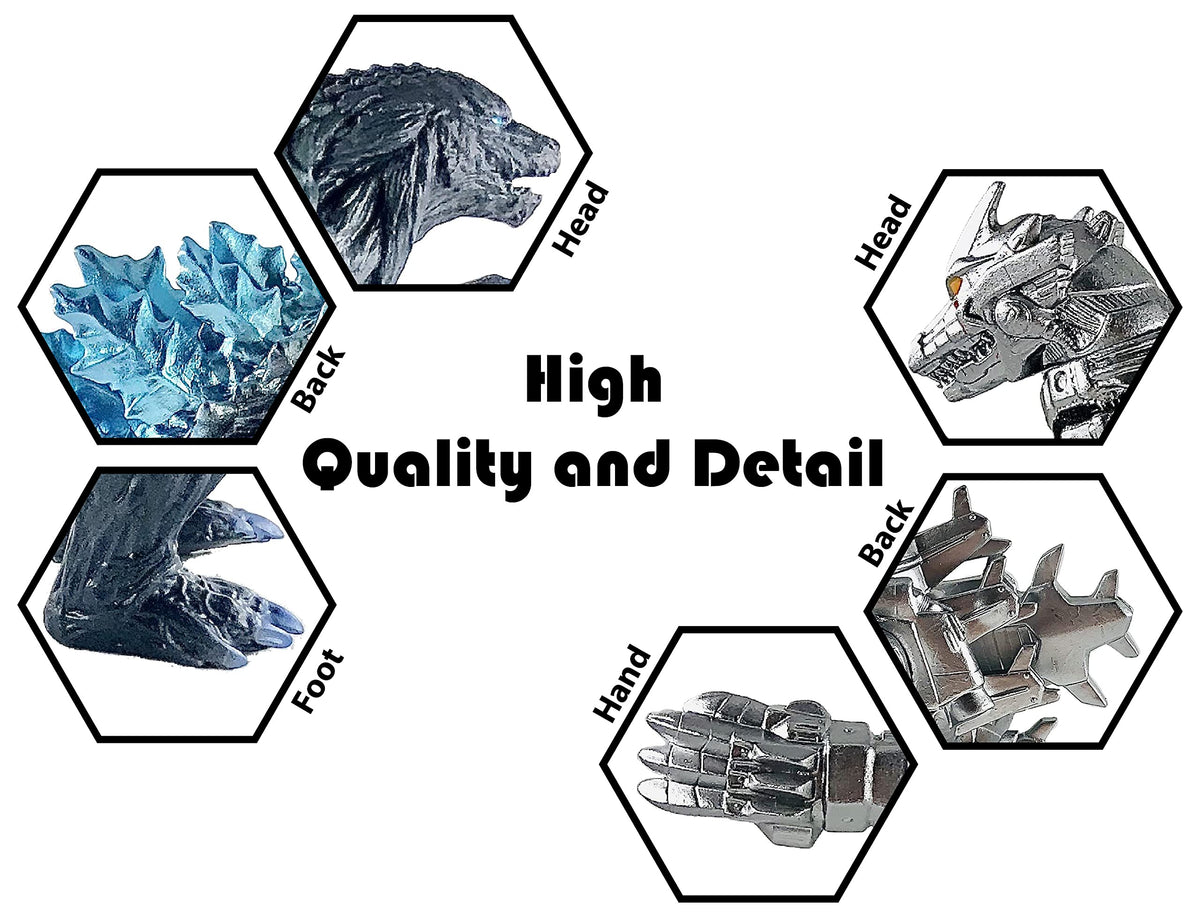 TwCare Set of 2 Mecha Godzilla Earth & MechaGodzilla Kiryu Figures – Kaiju Collectibles with Travel Bag