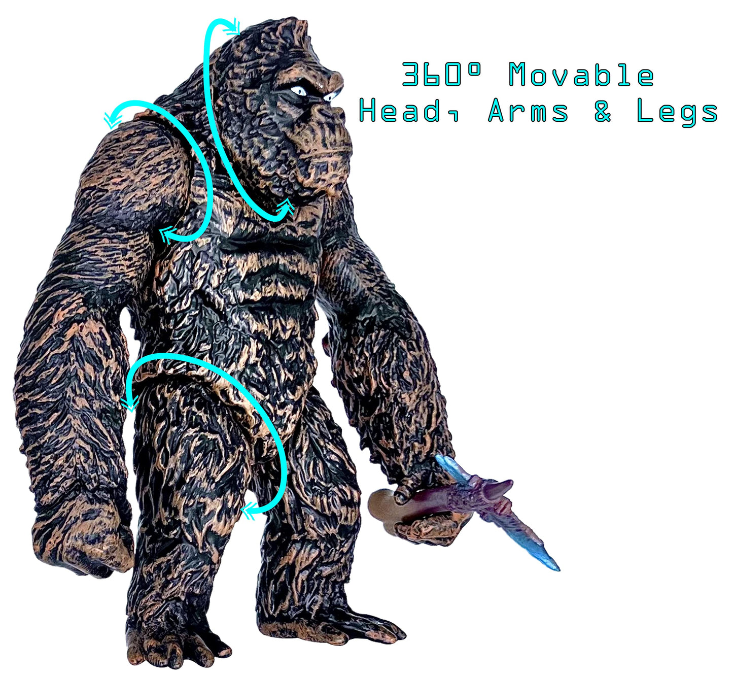 TwCare Shin Monster Dinosaur & King Kong Figures — Movable Joints, Soft Vinyl, Travel Bag