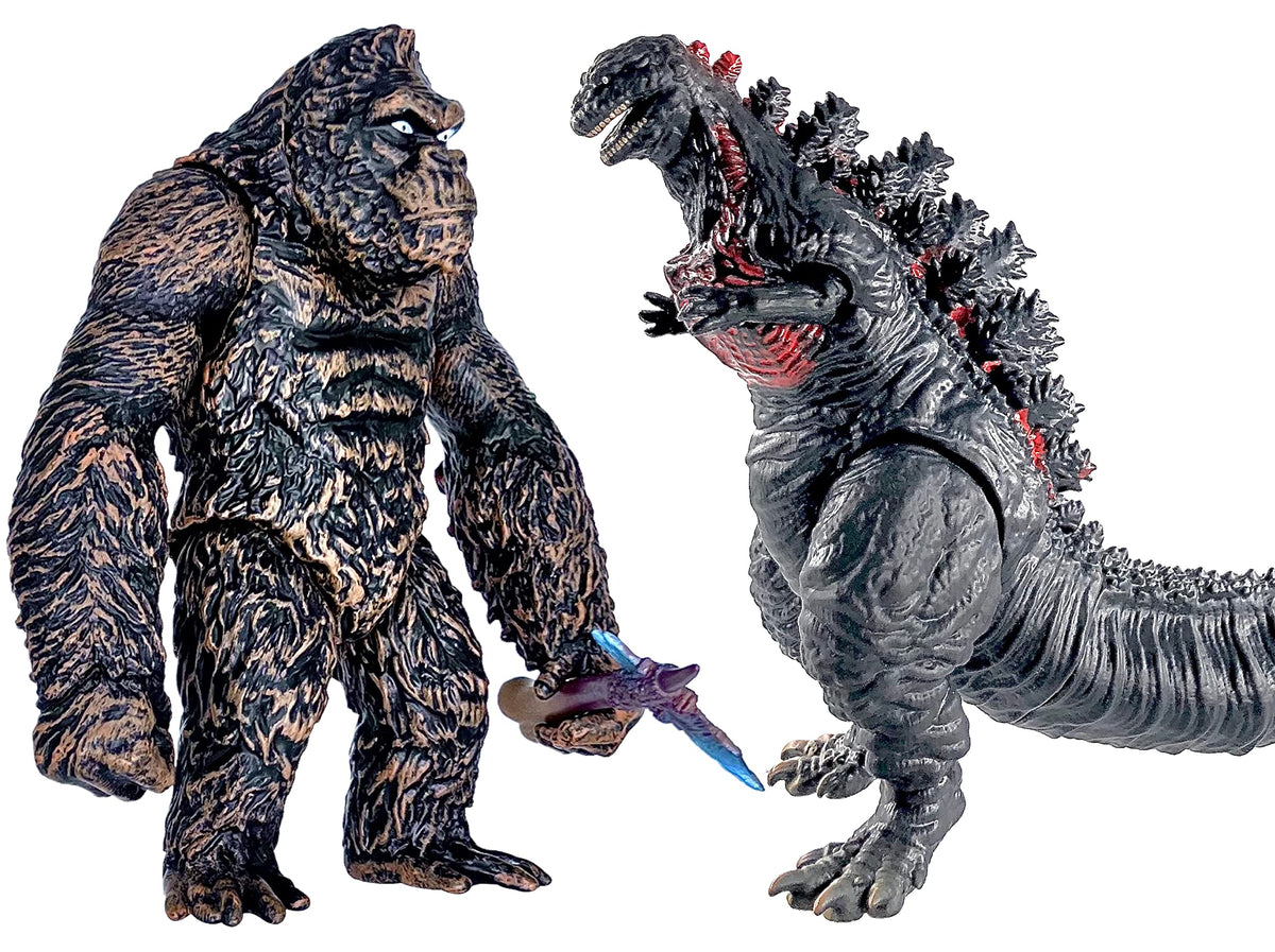 TwCare Shin Monster Dinosaur & King Kong Figures — Movable Joints, Soft Vinyl, Travel Bag