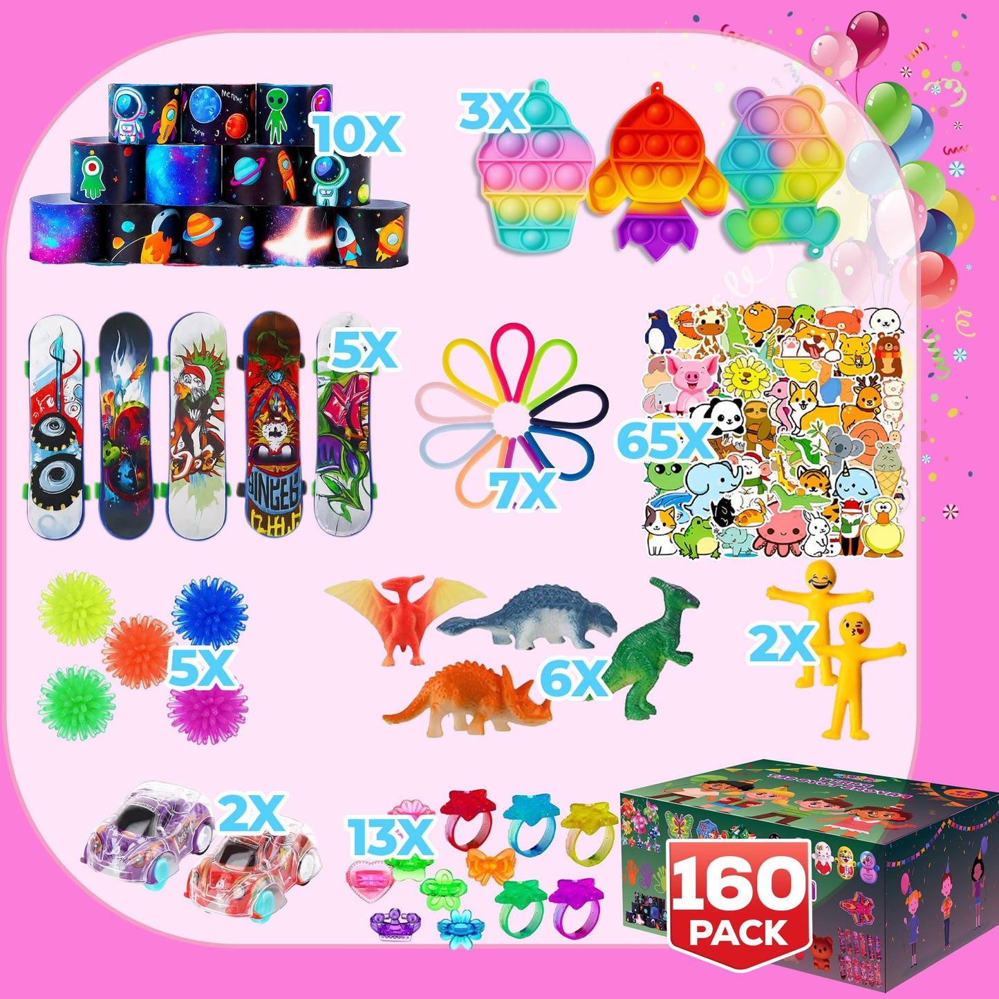 TwCare 160 Pcs Fidget Toys Pack – Random Sensory Set for Kids & Adults