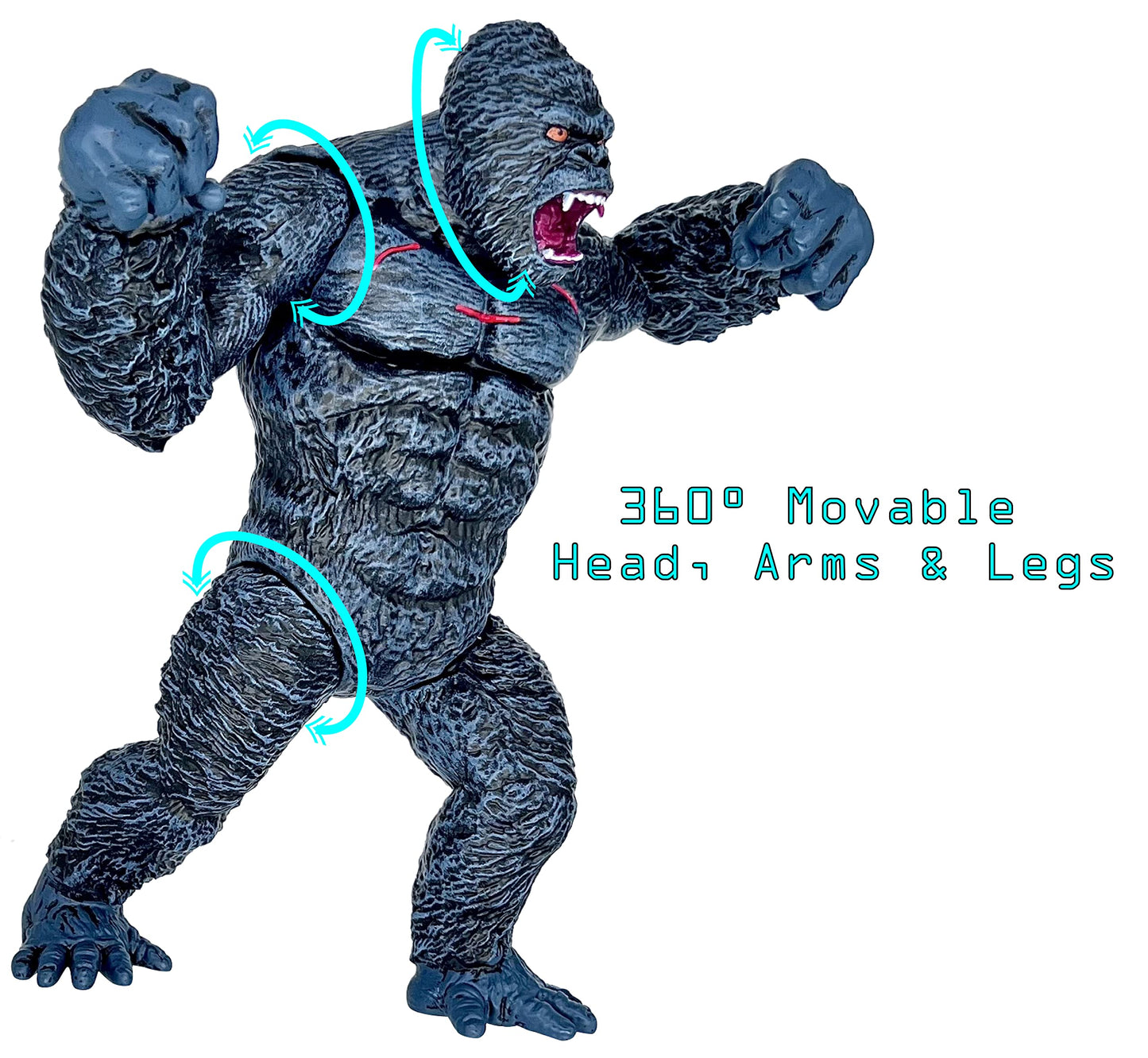 TwCare Giant King Kong vs Godzilla 11-inch Action Figure – Fight Mode Gorilla Ape with Travel Bag