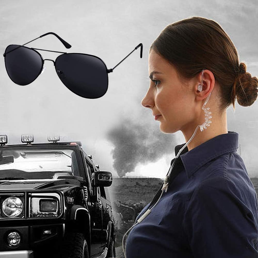 Twdrer 2-Piece Spy Agent Costume Set with Earpiece & Sunglasses | Halloween Cosplay Accessories