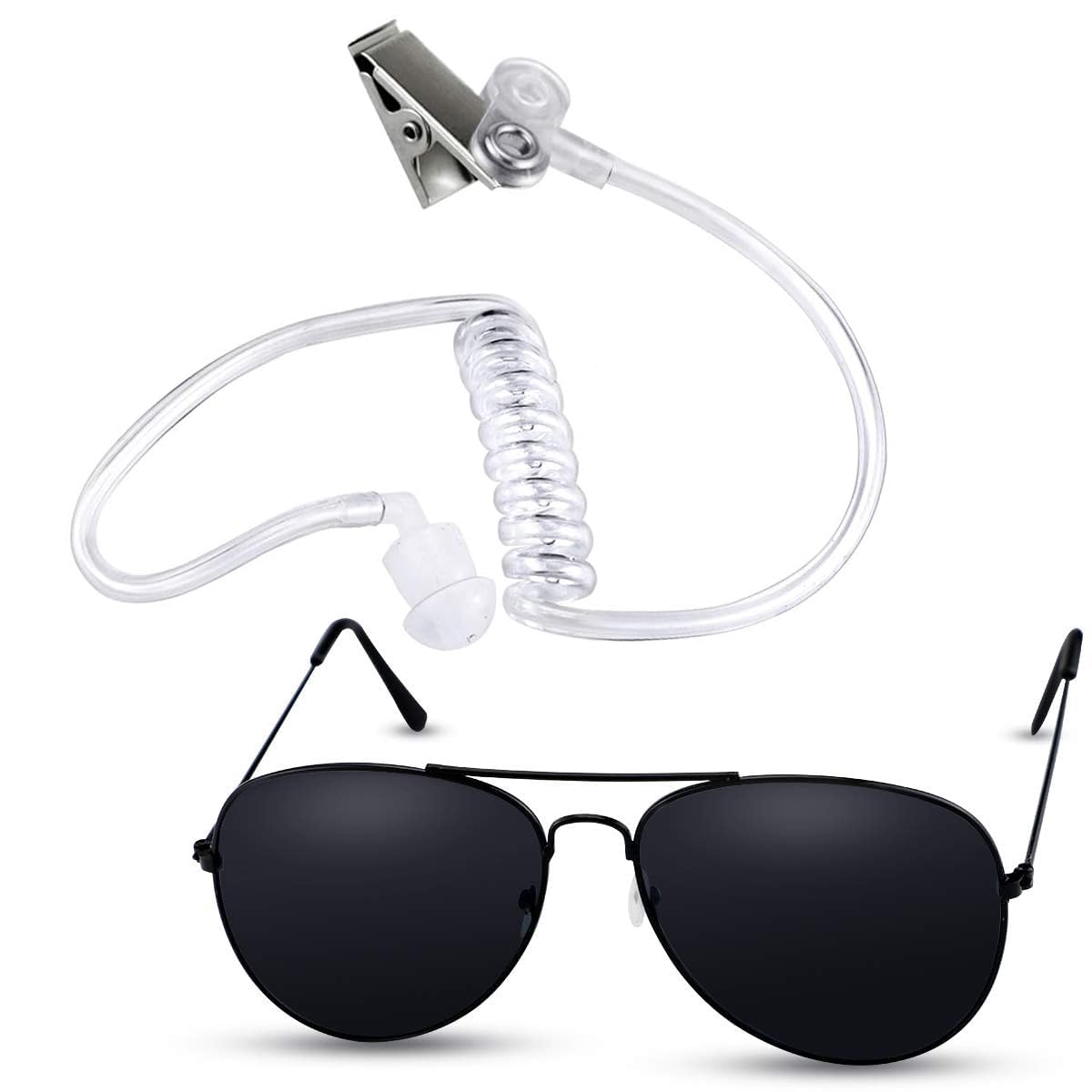 Twdrer 2-Piece Spy Agent Costume Set with Earpiece & Sunglasses | Halloween Cosplay Accessories