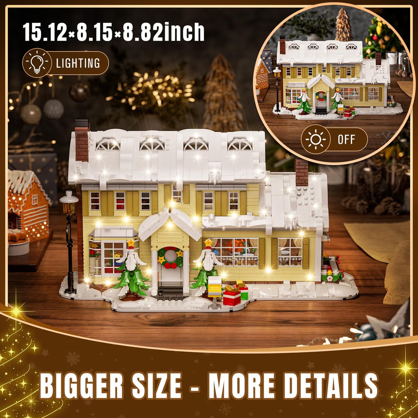 Tweandar Christmas Village House Building Set with Warm LED Lights | 2069PCS
