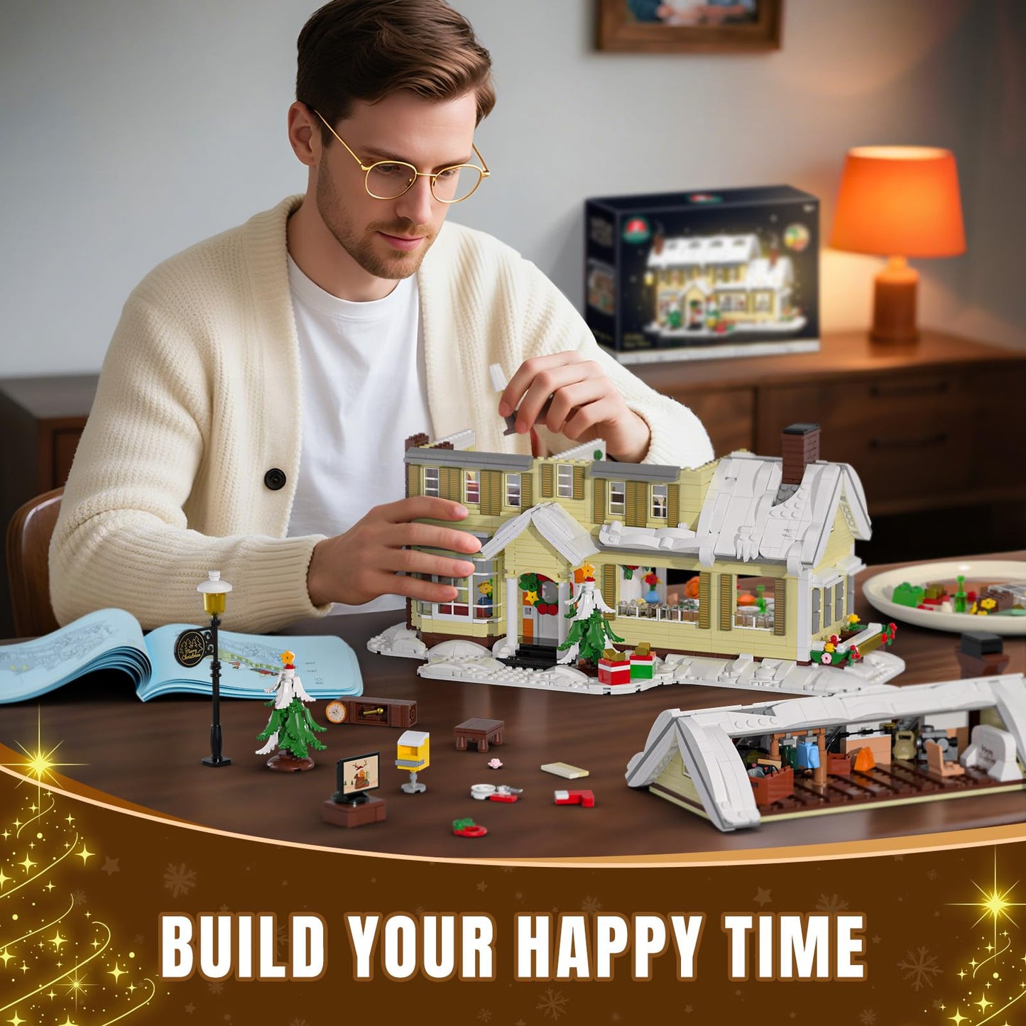 Tweandar Christmas Village House Building Set with Warm LED Lights | 2069PCS