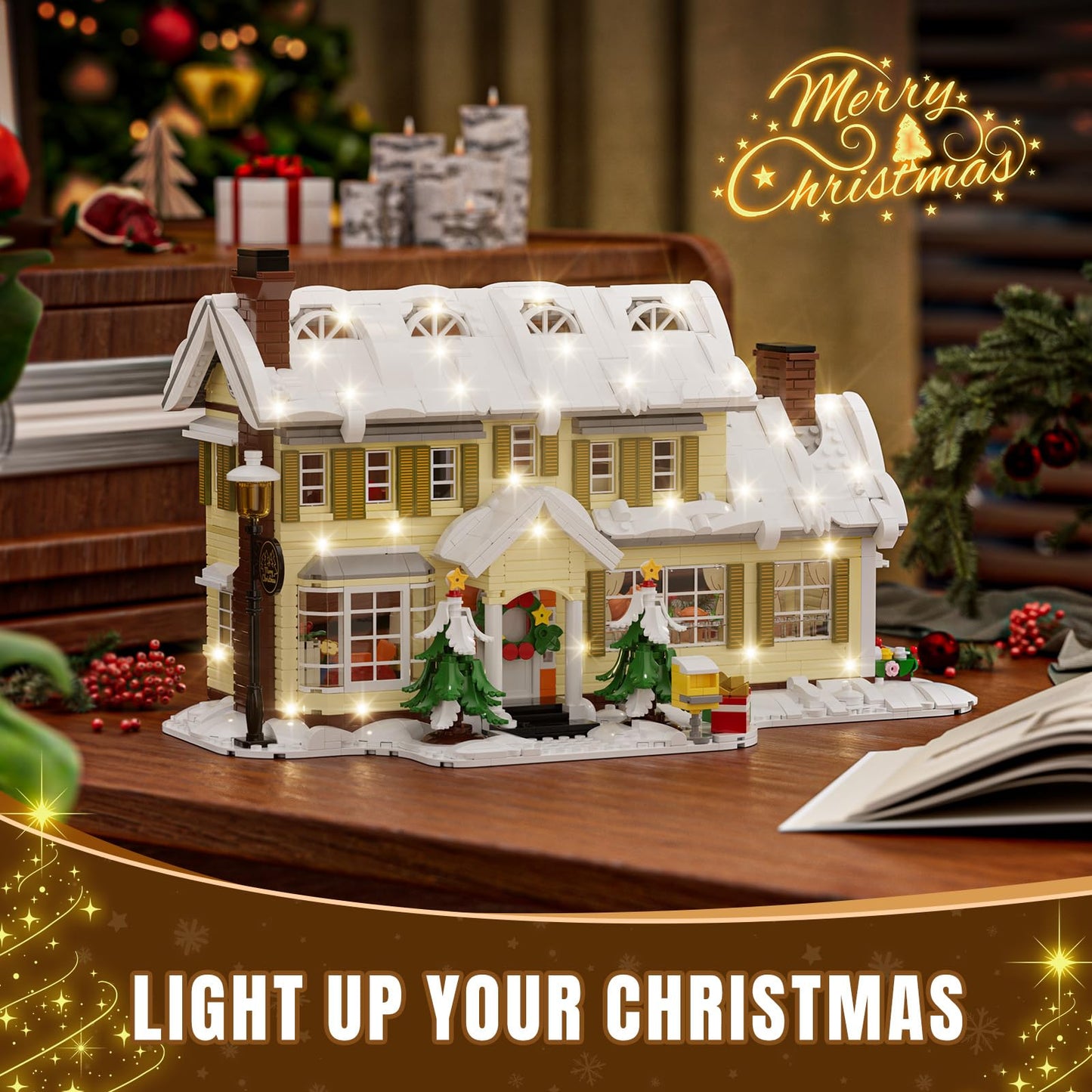 Tweandar Christmas Village House Building Set with Warm LED Lights | 2069PCS