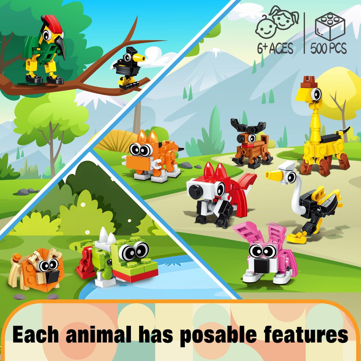 TWERF Valentines Party Favors for Kids – 30 Pack Animals Building Blocks Set (Ages 6-12)