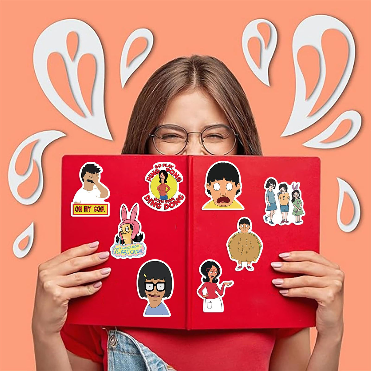 TWGOGOTIC Bob's Burgers Stickers – 50 Waterproof Vinyl Stickers for Water Bottles, Laptops & More