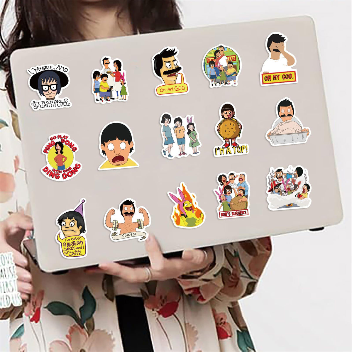 TWGOGOTIC Bob's Burgers Stickers – 50 Waterproof Vinyl Stickers for Water Bottles, Laptops & More
