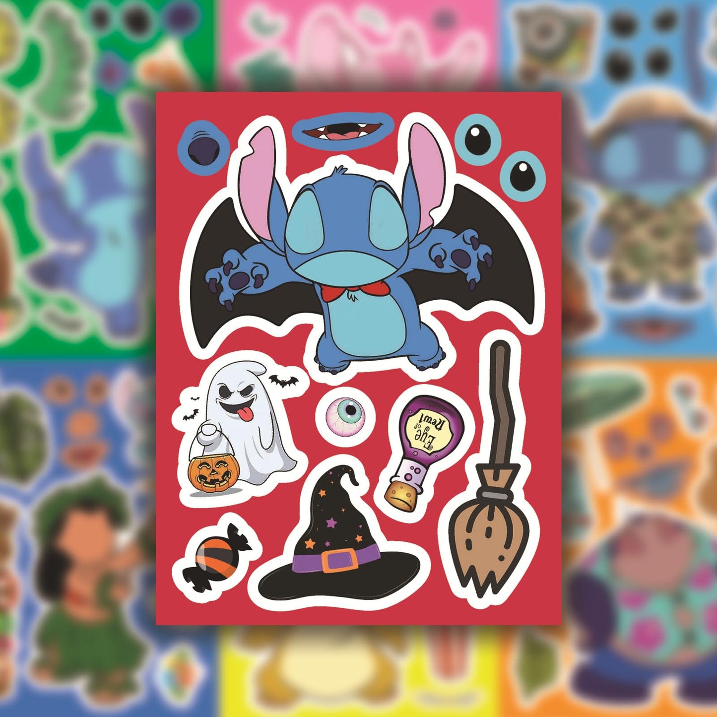 TWGOGOTIC 24Sheets Make-a-face Cartoon Stitch Stickers – 8 Characters for Teens, Party Favors & DIY Fun