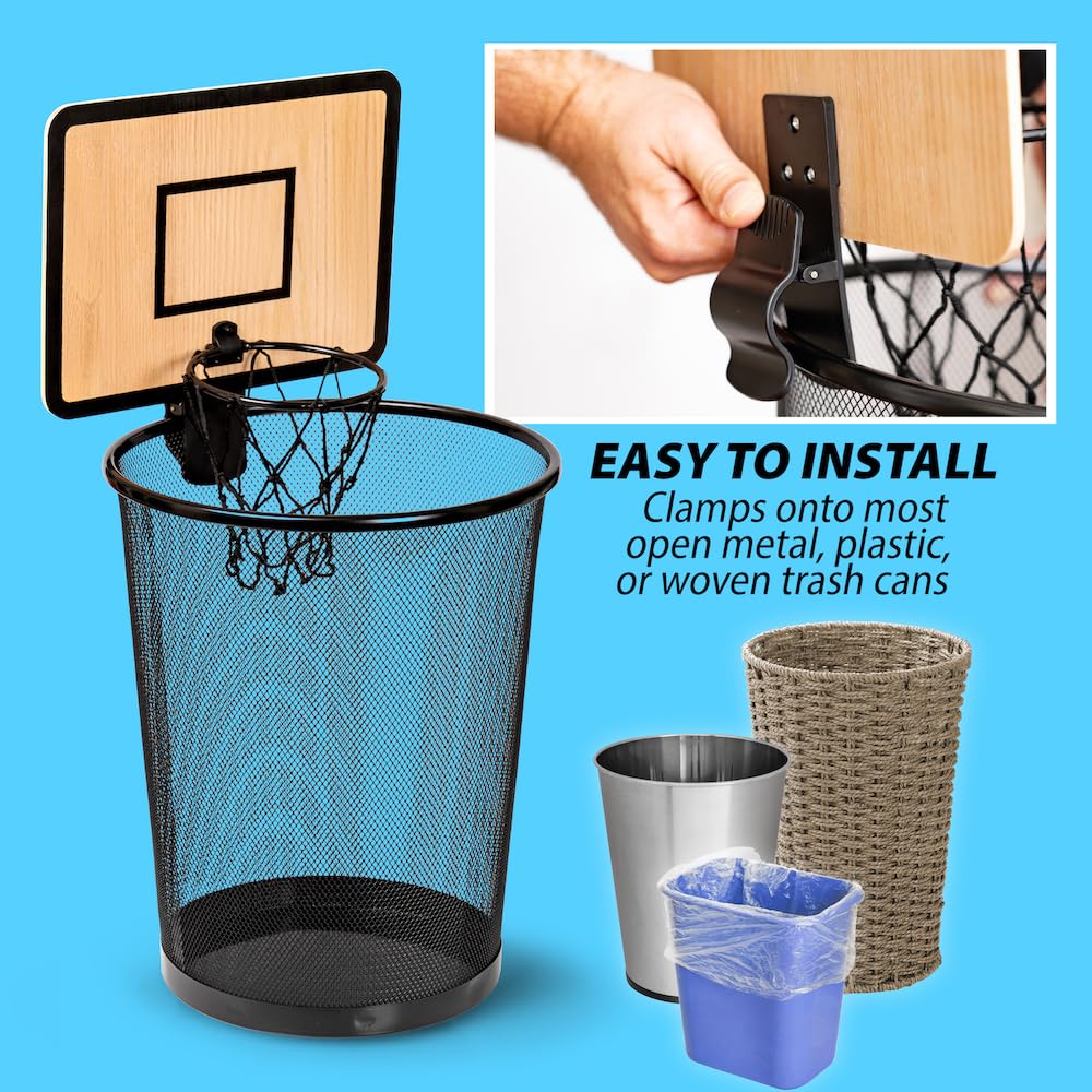Twiddler Toys Basketball Trash Can Hoop — Clip-On Backboard for Office & Bedroom