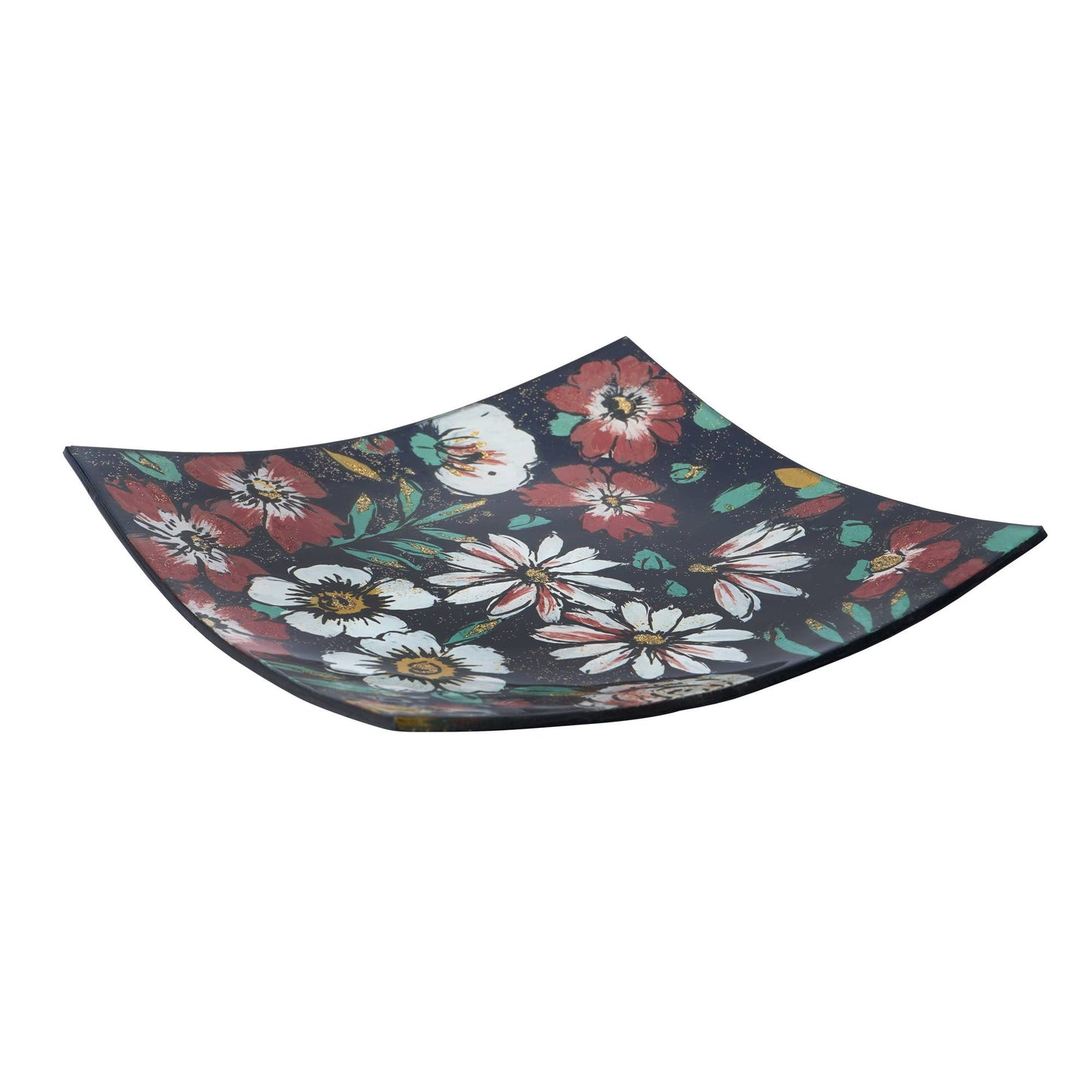Twilight Bloom Glass Small Square Plate In Gift Box