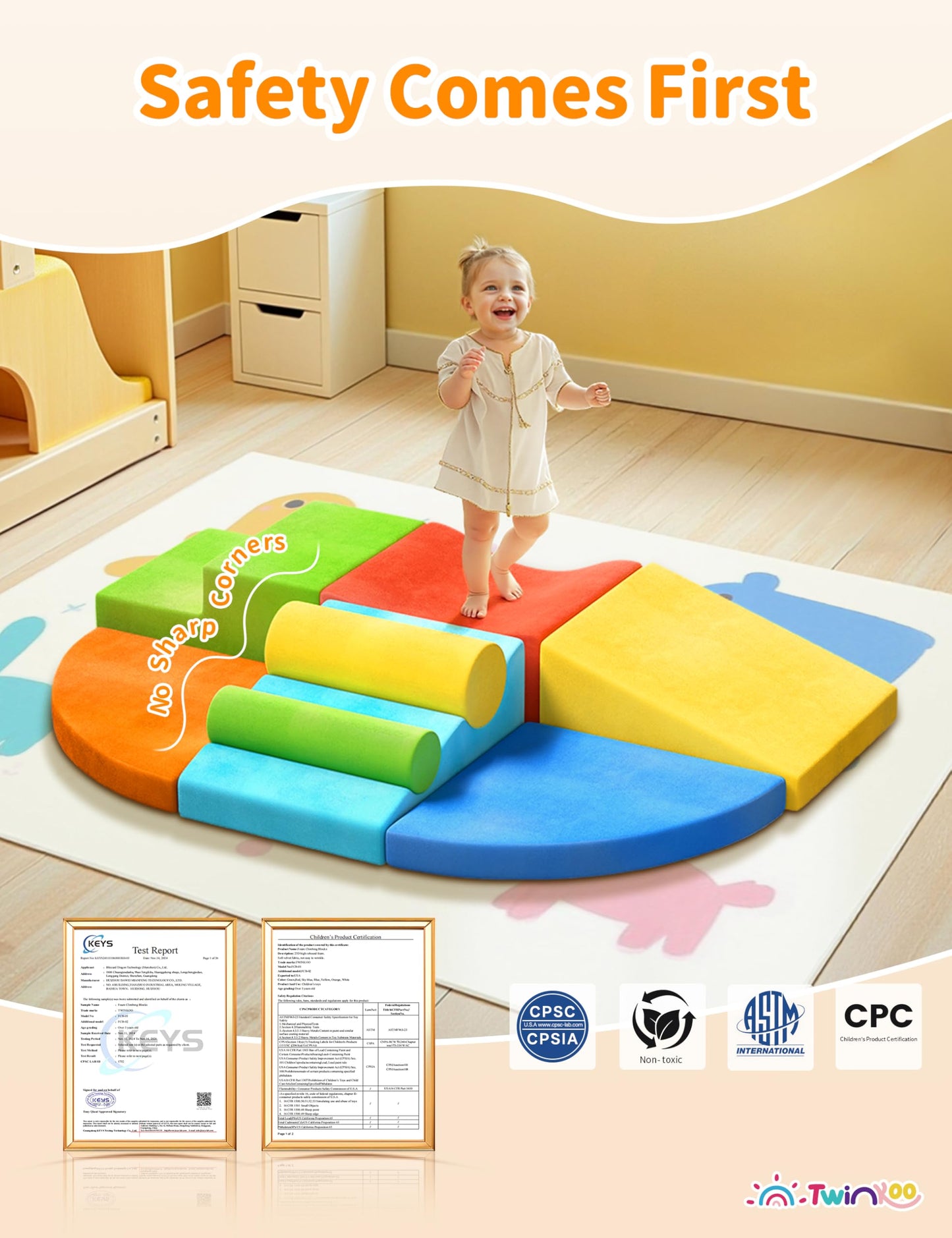 Twinkoo Extra Large 8-Piece Soft Climbing Blocks for Toddlers | Safe Indoor Foam Playset