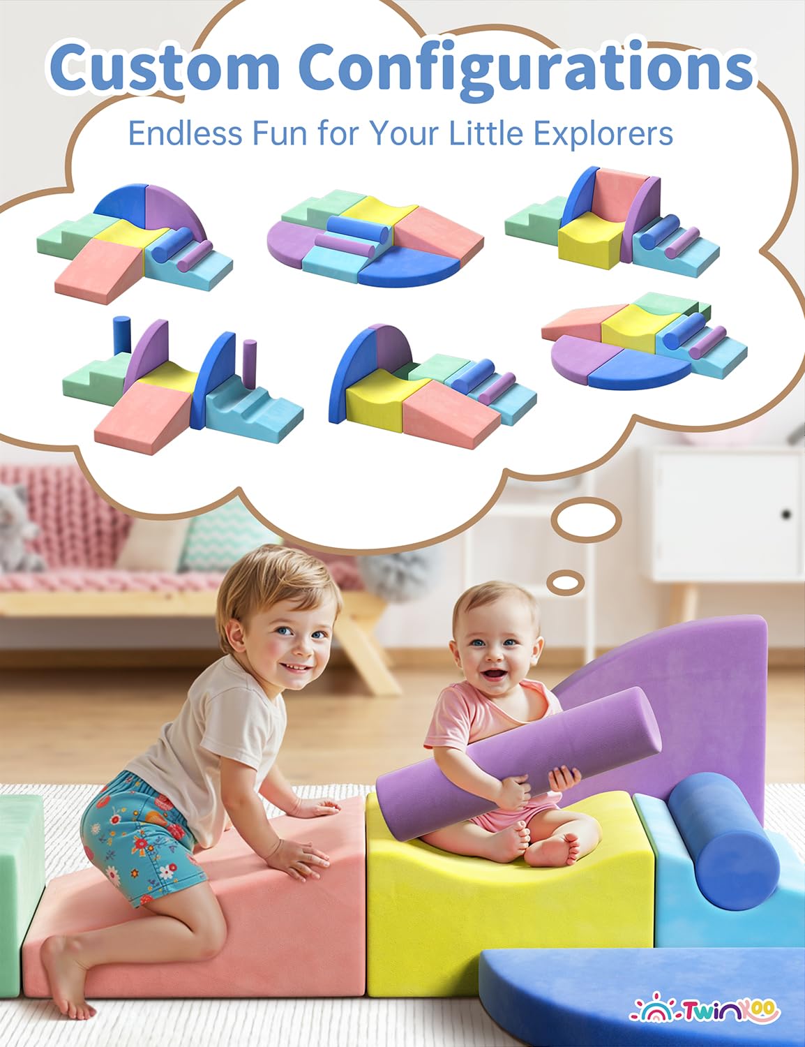 Twinkoo Extra Large 8-Piece Soft Climbing Blocks for Toddlers | Safe Indoor Foam Play Set