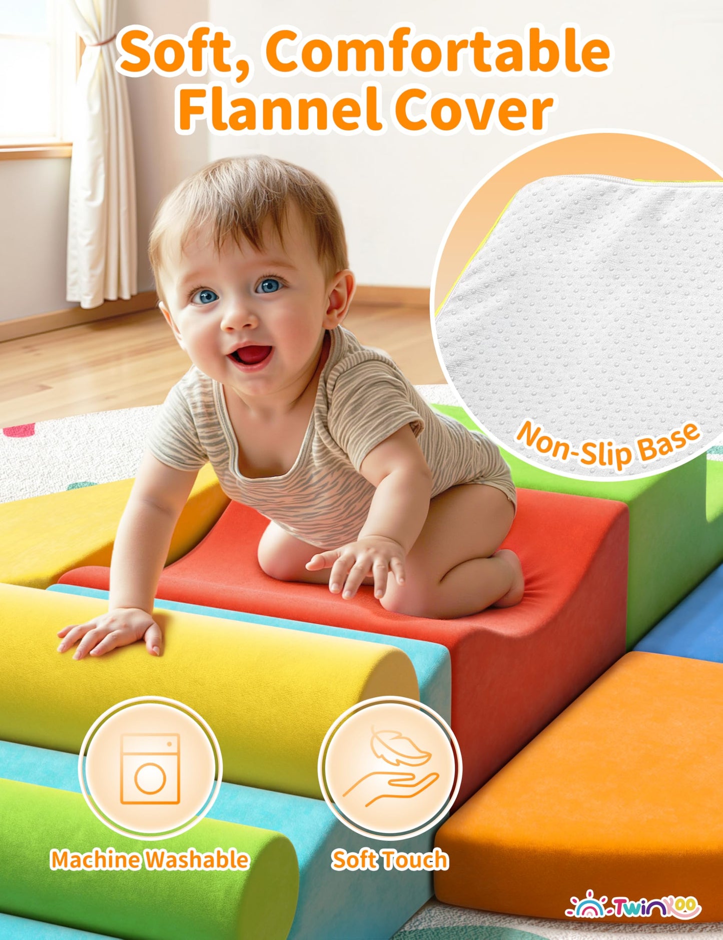 Twinkoo Extra Large 8-Piece Soft Climbing Blocks for Toddlers | Safe Indoor Foam Playset