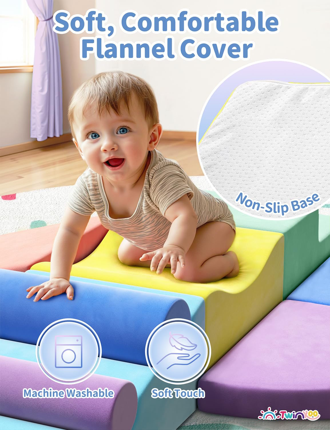 Twinkoo Extra Large 8-Piece Soft Climbing Blocks for Toddlers | Safe Indoor Foam Play Set