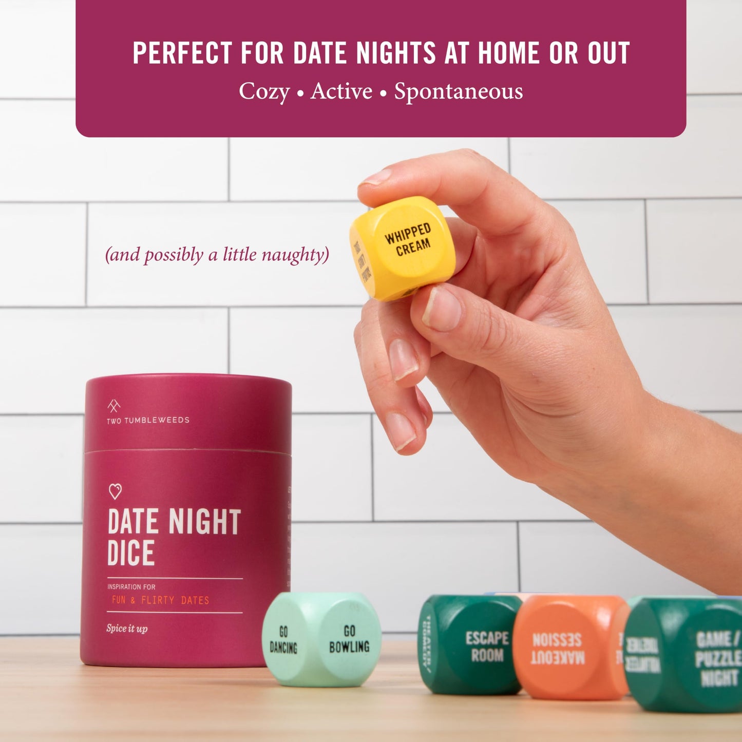 Date Night Dice by Two Tumbleweeds – Couples Date Idea Generator | Romantic Gift for Anniversaries & Valentine's Day