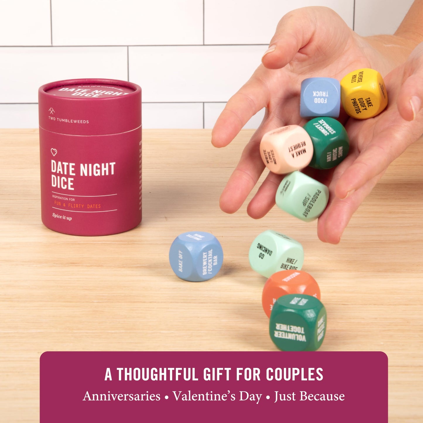 Date Night Dice by Two Tumbleweeds – Couples Date Idea Generator | Romantic Gift for Anniversaries & Valentine's Day