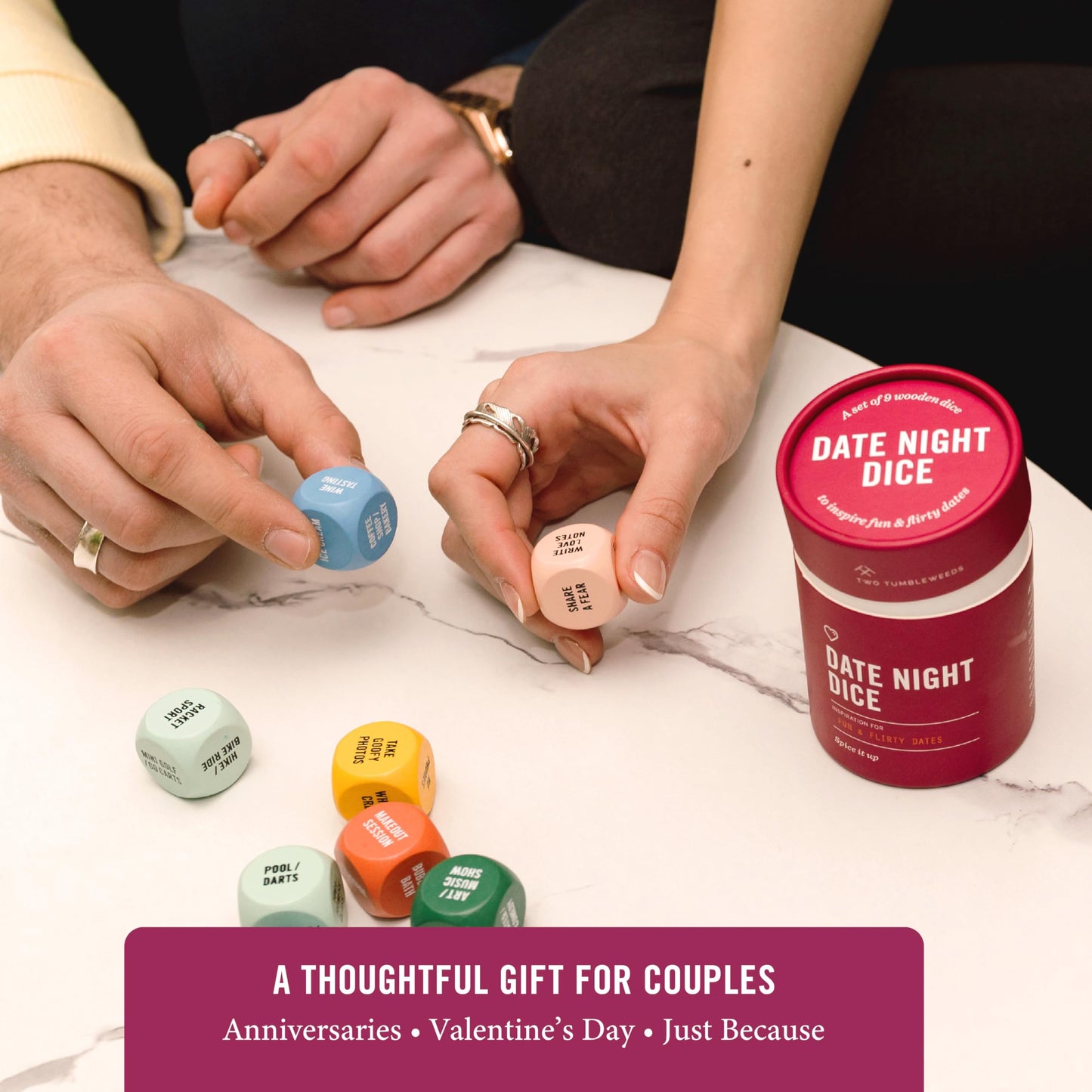 Date Night Dice by Two Tumbleweeds – Couples Date Idea Generator | Romantic Gift for Anniversaries & Valentine's Day