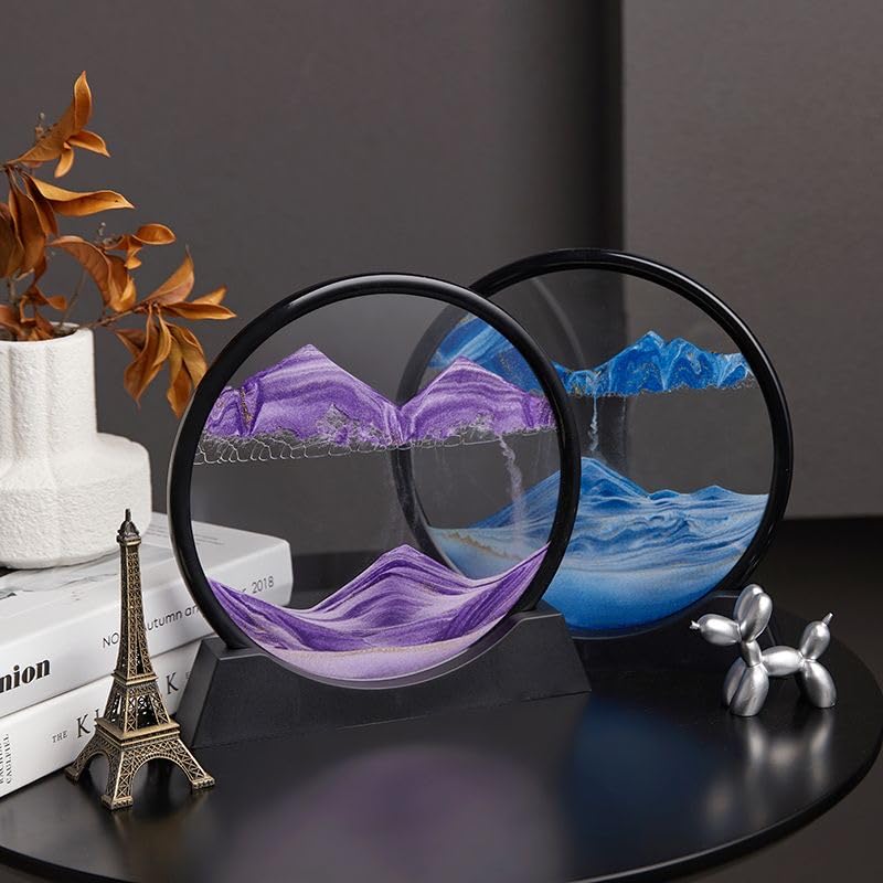 Twohua Moving Sand Art: 3D Hourglass Deep Sea Sandscape (7in, Red)