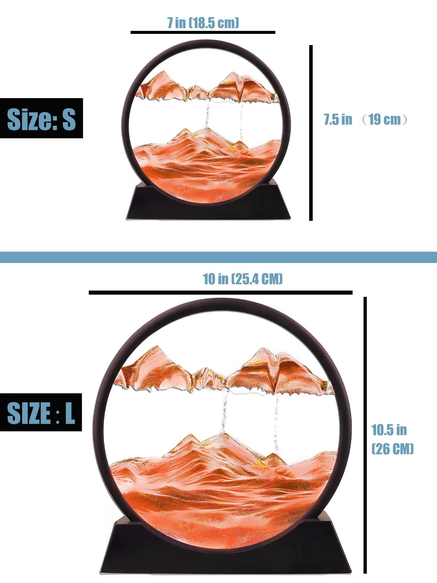 Twohua Moving Sand Art: 3D Hourglass Deep Sea Sandscape (7in, Red)