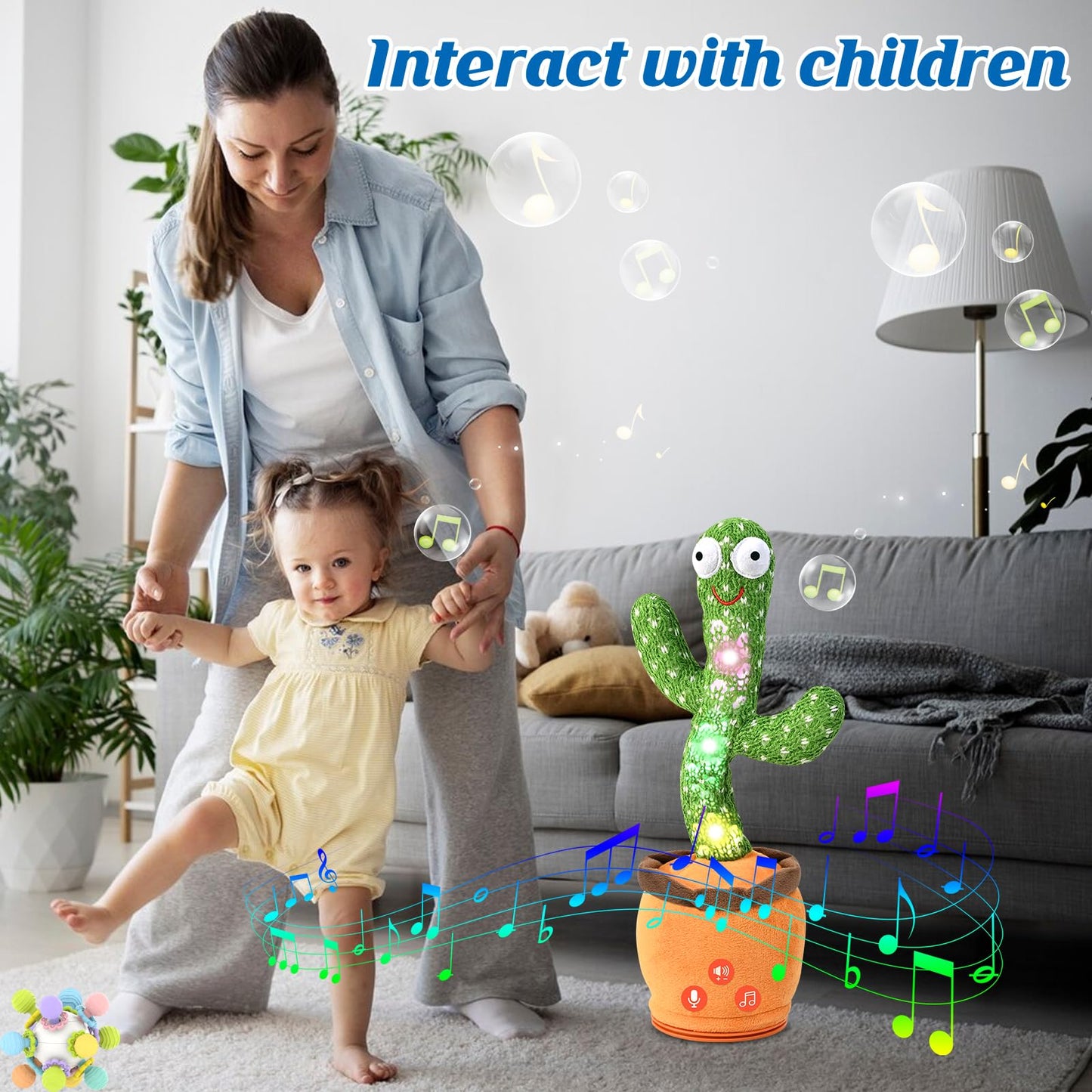 TWORIVER Rechargeable Dancing Talking Cactus Toy – 120 English Songs, Recording & Repeating