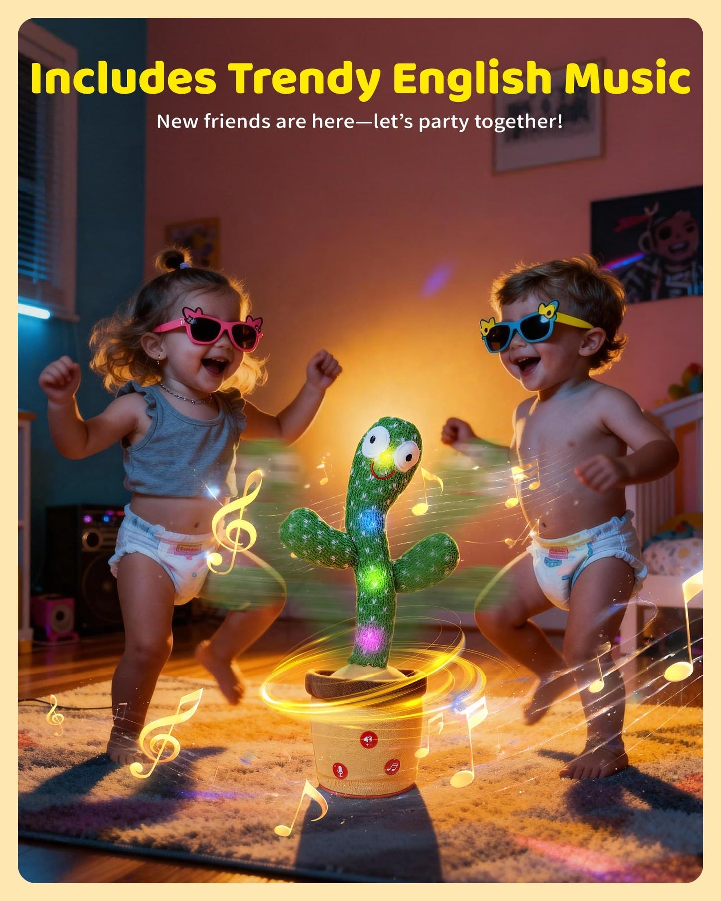 TWORIVER Dancing Talking Cactus Toy — 120 Songs, Recording & Adjustable Volume