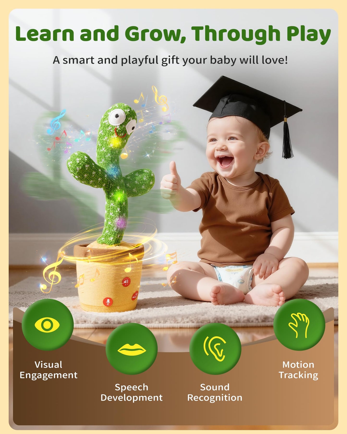 TWORIVER Dancing Talking Cactus Toy — 120 Songs, Recording & Adjustable Volume