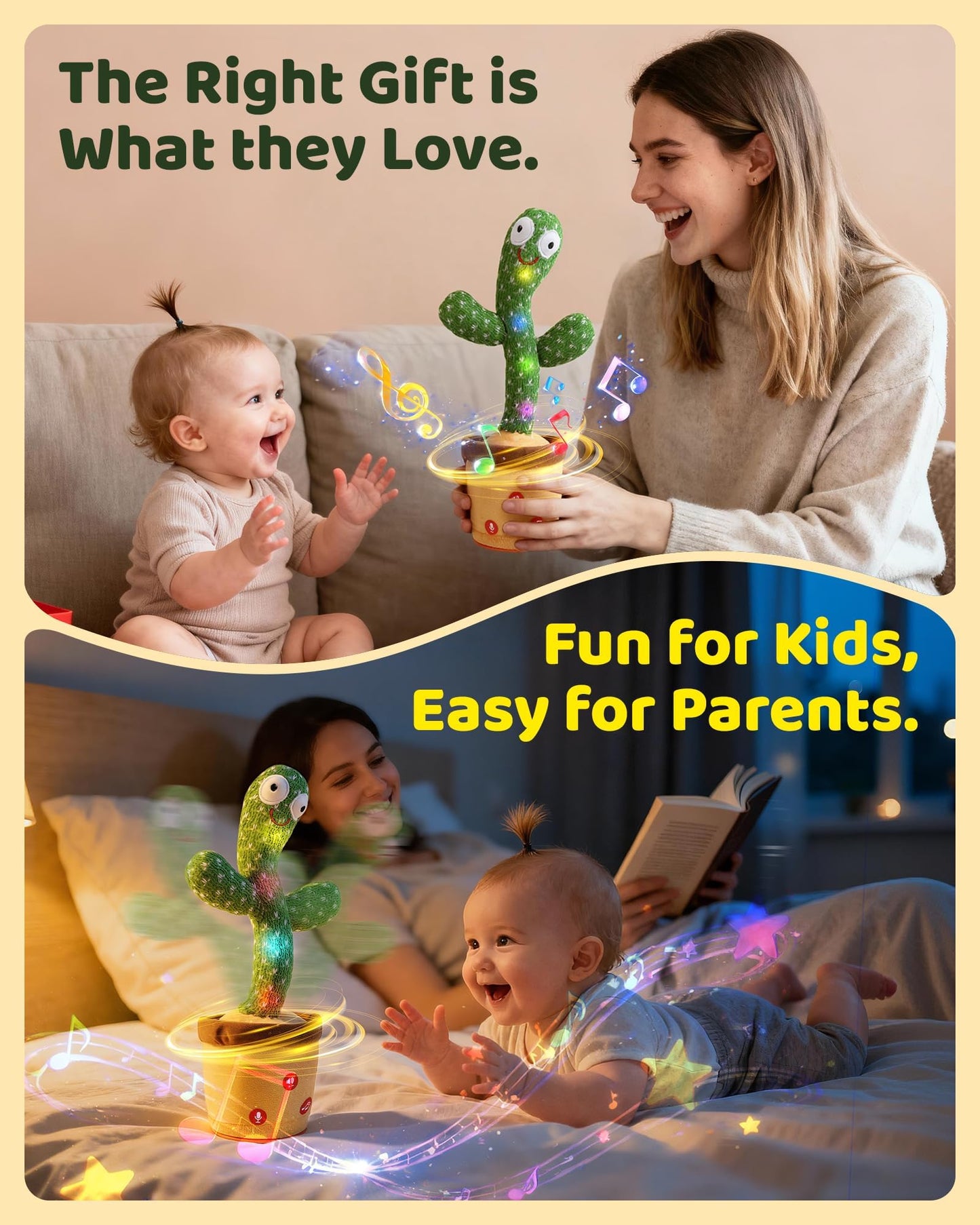 TWORIVER Dancing Talking Cactus Toy — 120 Songs, Recording & Adjustable Volume