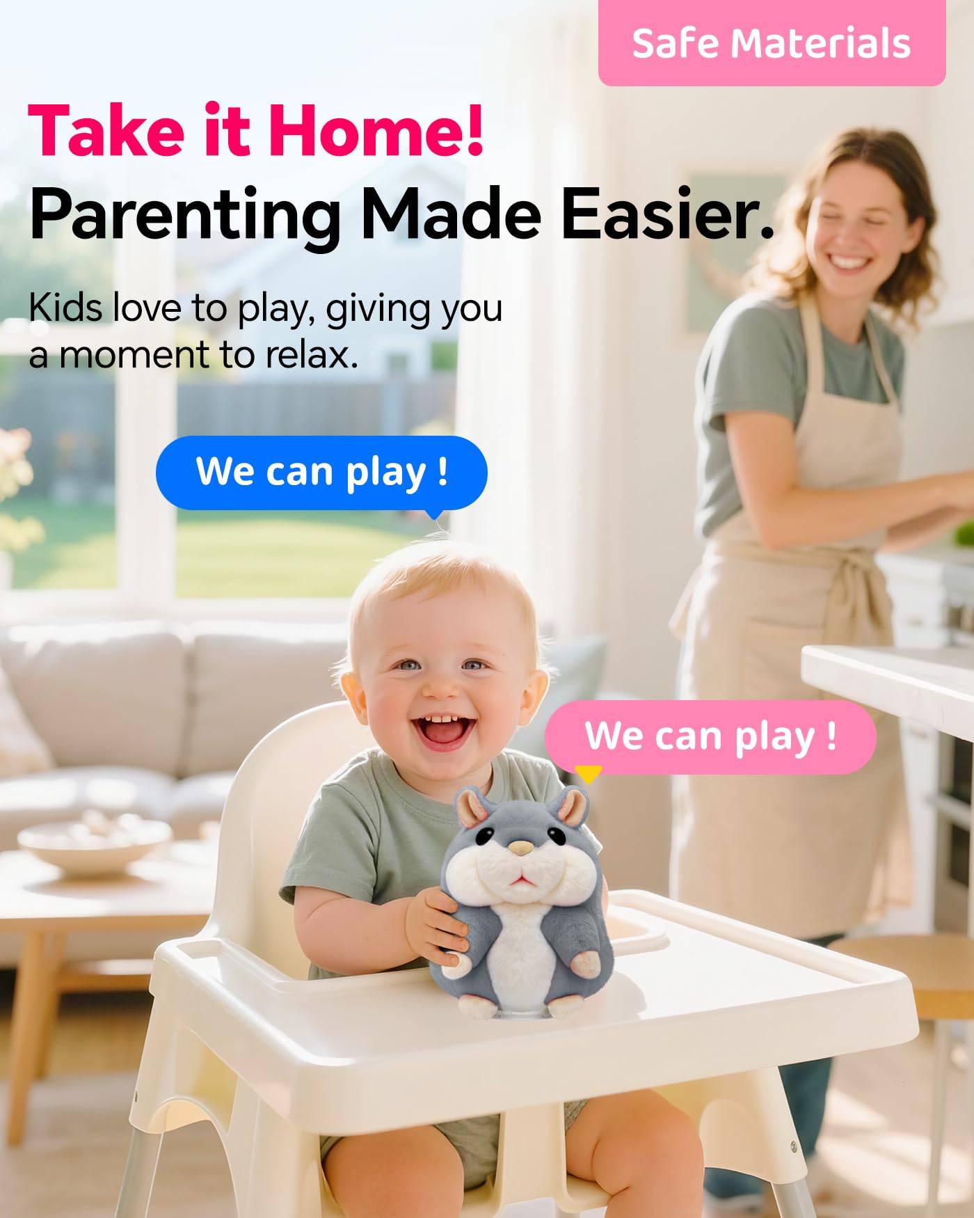 TWORIVER Talking Hamster Plush - Repeats What You Say | Interactive Toddler Toy