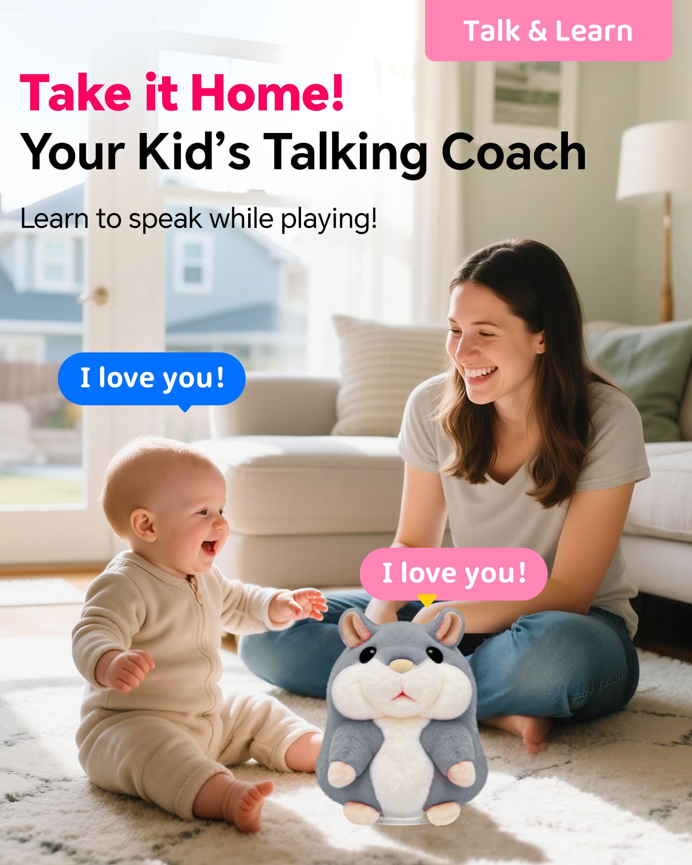 TWORIVER Talking Hamster Plush - Repeats What You Say | Interactive Toddler Toy