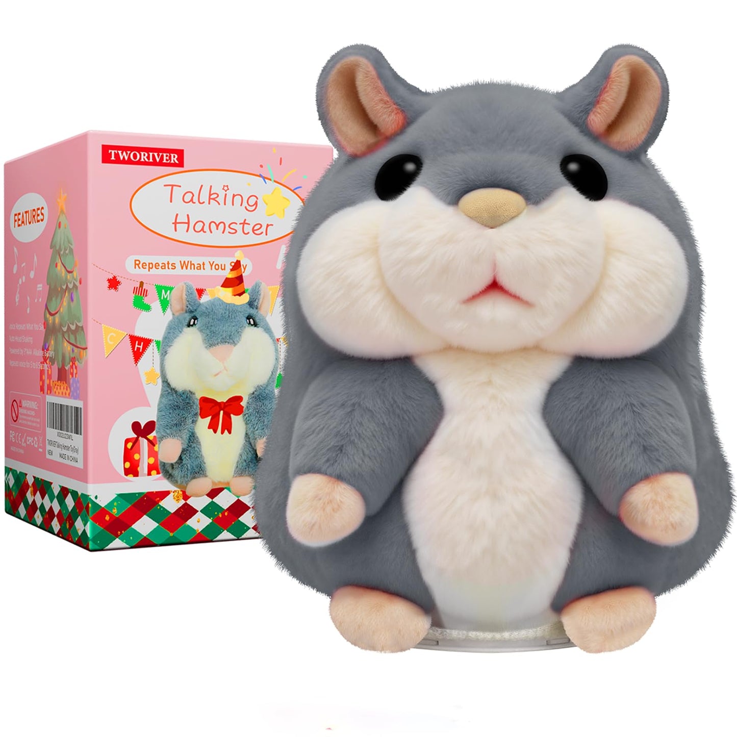TWORIVER Talking Hamster Plush - Repeats What You Say | Interactive Toddler Toy