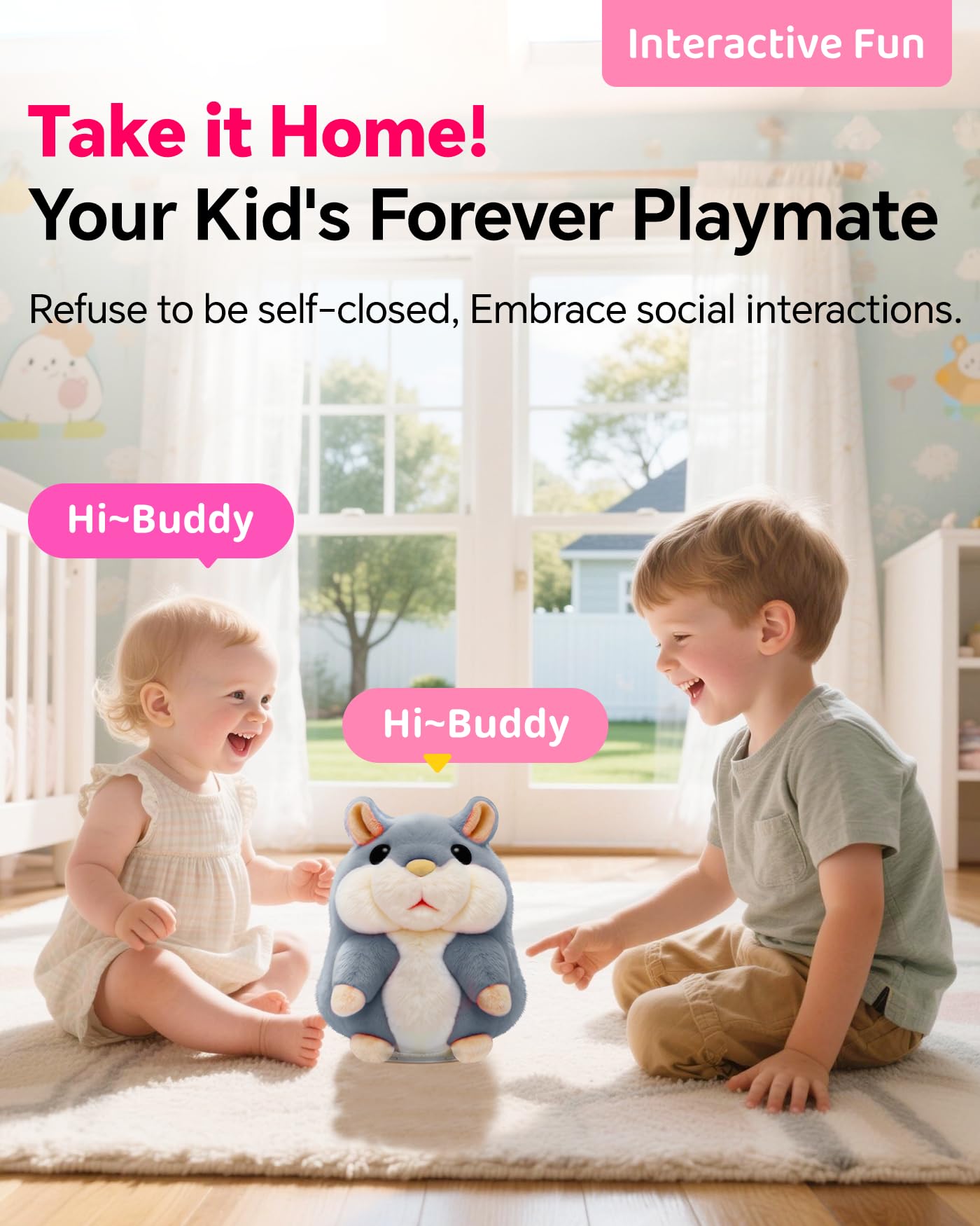 TWORIVER Talking Hamster Plush - Repeats What You Say | Interactive Toddler Toy
