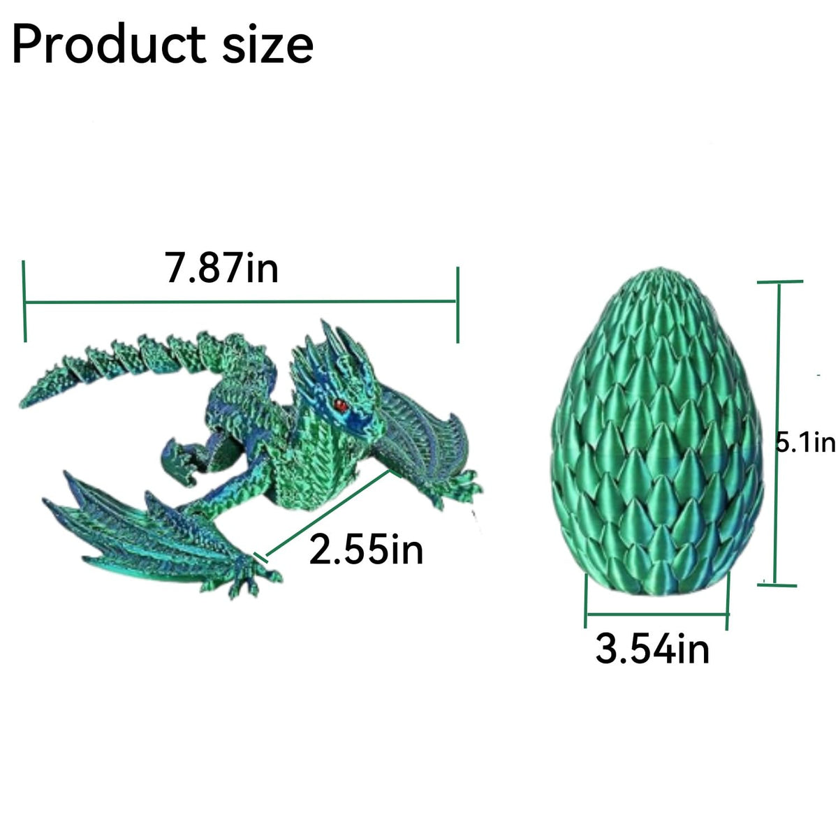TXB3DOK 3D Printed Flying Dragon in Egg — Flexible Winged Dragon Inside Mystery Dinosaur Egg