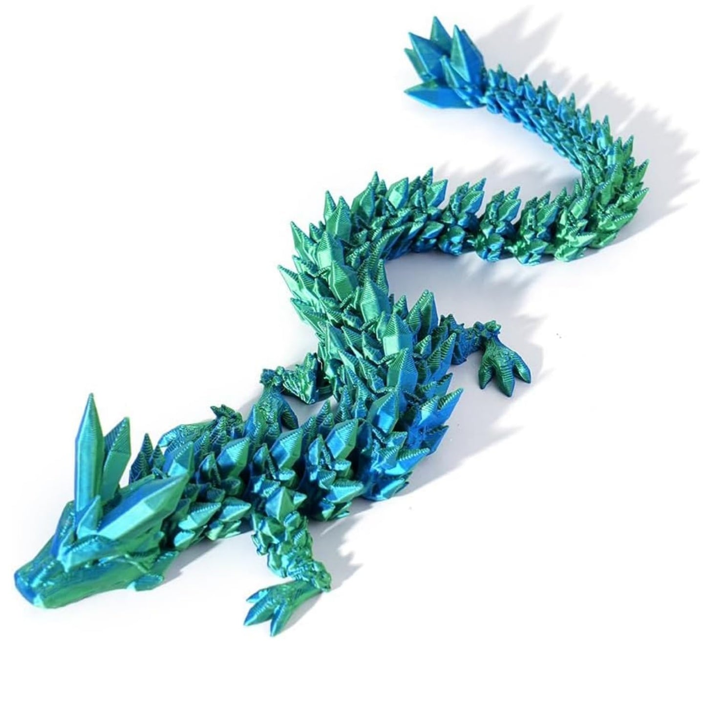 TXB3DOK 3-Pack 12in 3D Printed Crystal Dragon – Articulated Fidget Toy & Desk Decor