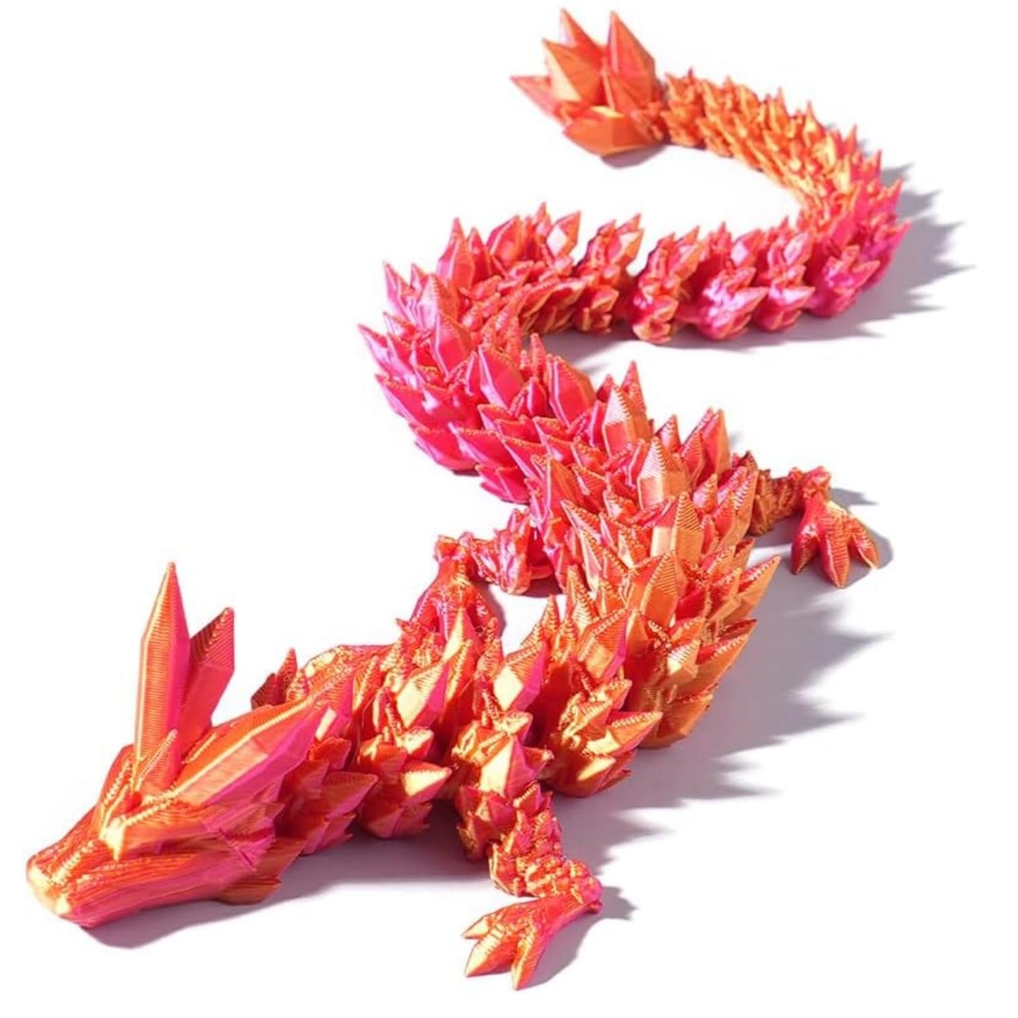 TXB3DOK 3-Pack 12in 3D Printed Crystal Dragon – Articulated Fidget Toy & Desk Decor