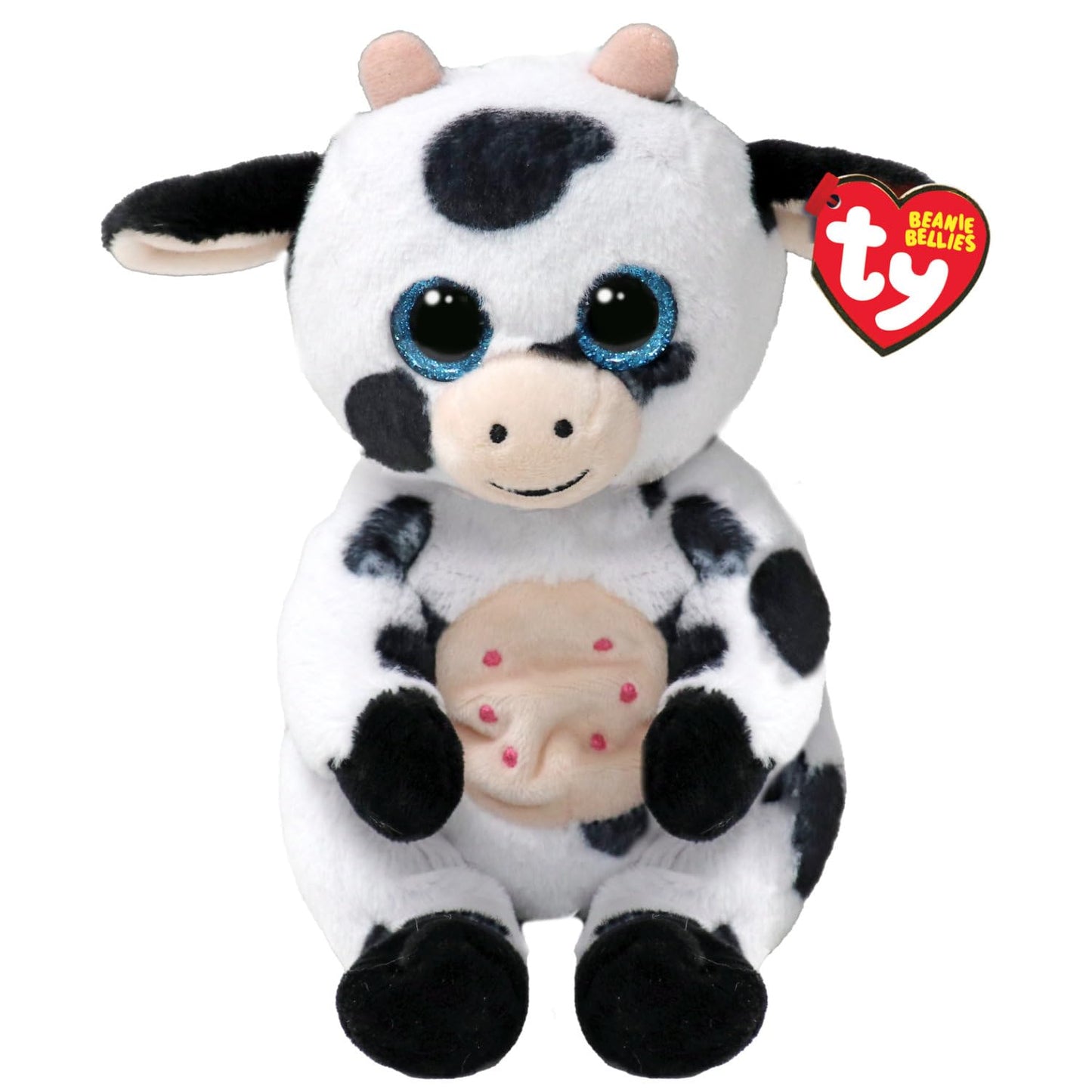 Ty Beanie Bellies Herdly the Cow – 20 cm Plush with Glitter Blue Eyes