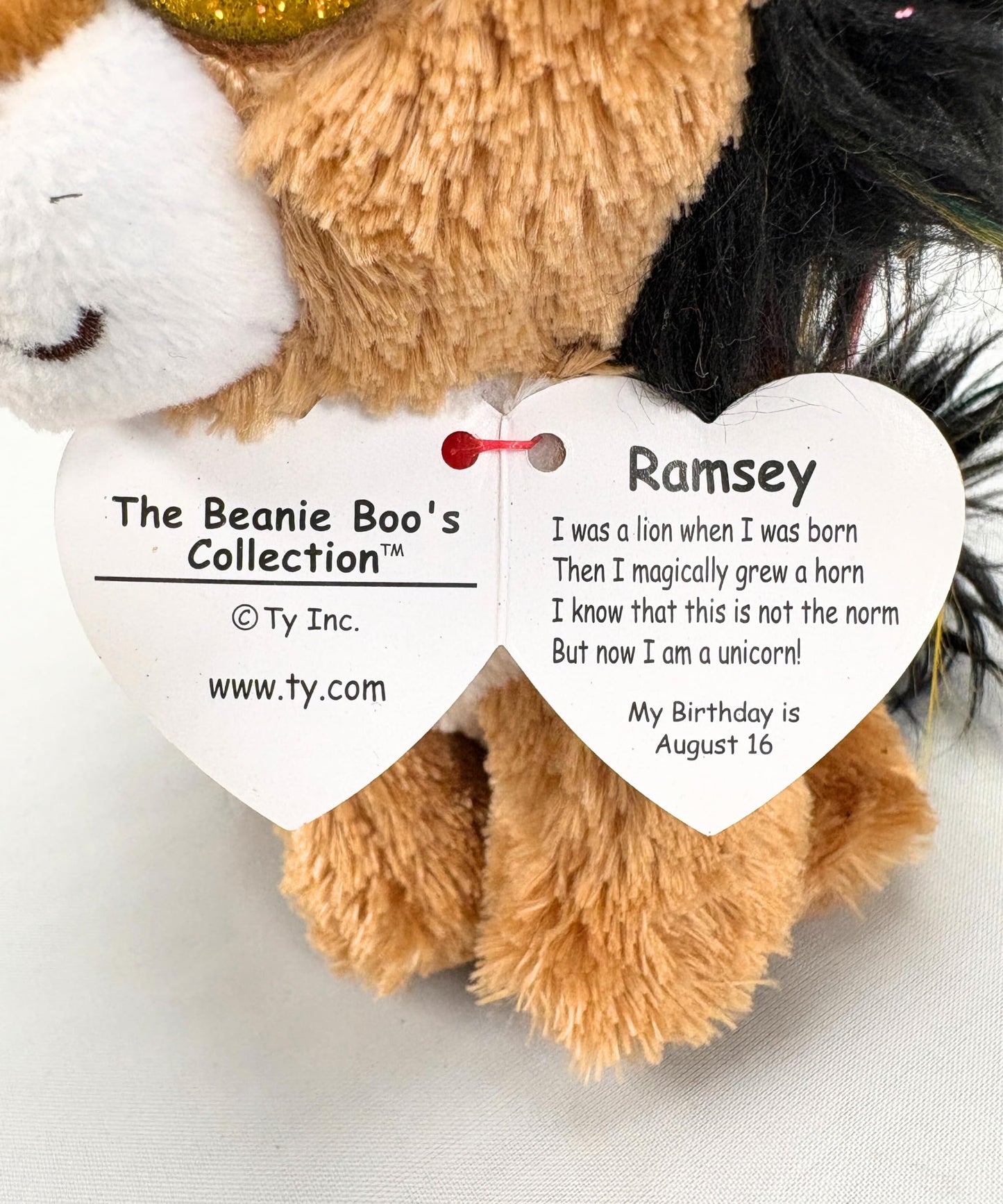 TY Beanie Boos Ramsey Lion Plush – 15 cm, Multicolored, Soft Cuddle Toy