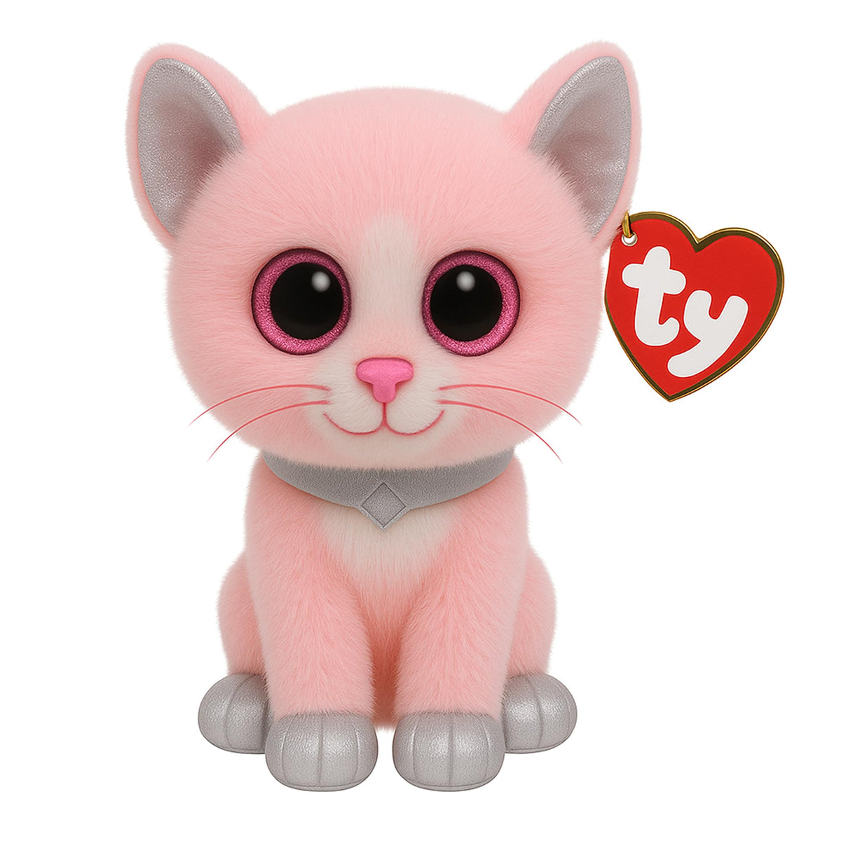 Ty Fiona Cat Beanie Boo – Pink 15 cm Plush with Glitter Eyes