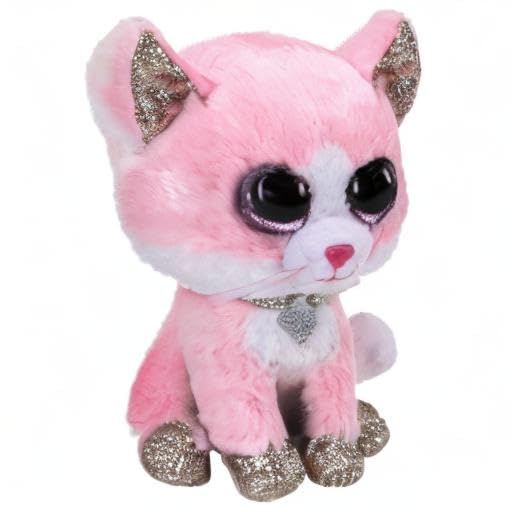 Ty Fiona Cat Beanie Boo – Pink 15 cm Plush with Glitter Eyes