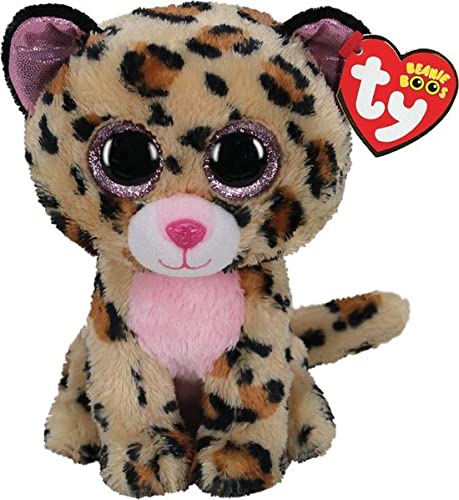 Ty Livvie Leopard Beanie Boo – 15 cm Soft Toy with Glitter Eyes, Multicoloured