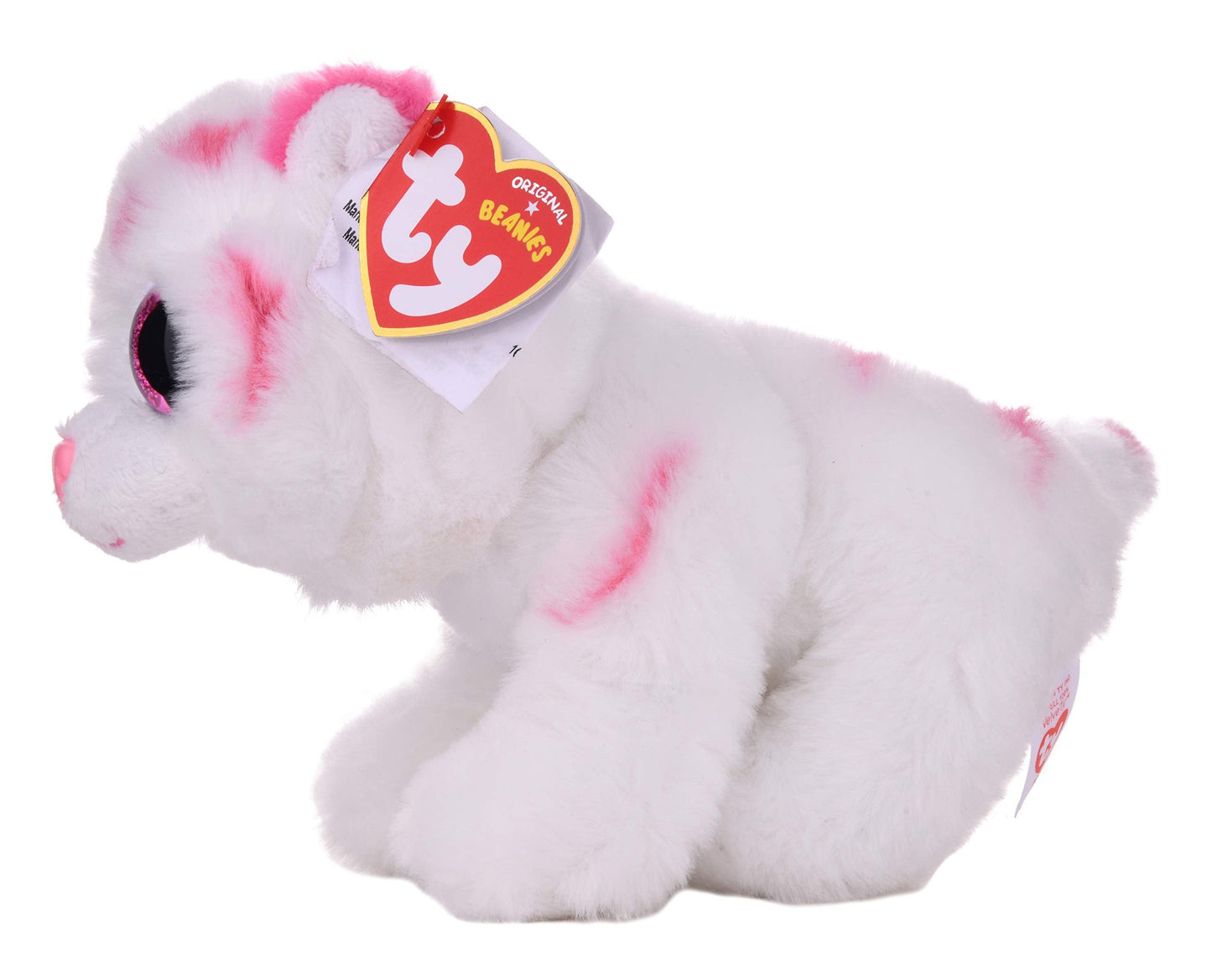 Ty Tabor Pink & White Tiger Regular Plush — 6-Inch Baby Toy