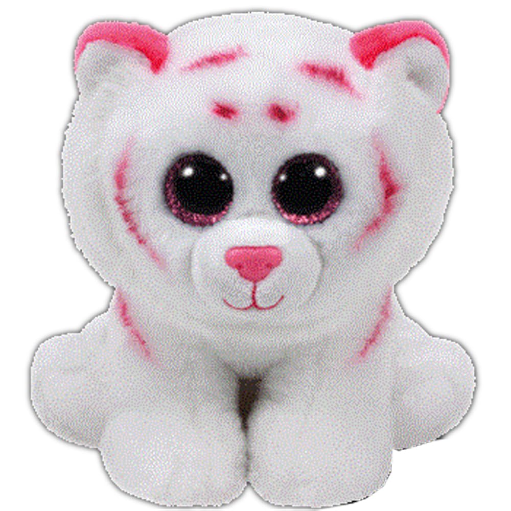 Ty Tabor Pink & White Tiger Regular Plush — 6-Inch Baby Toy