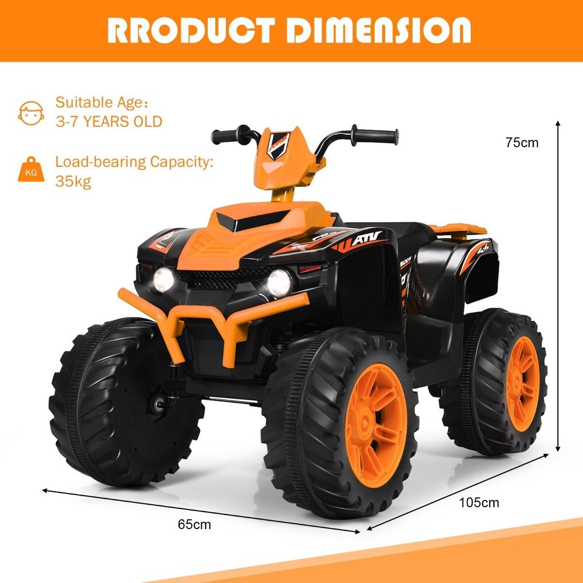 12v Electric Kids Ride On ATV / Quad Bike-Black