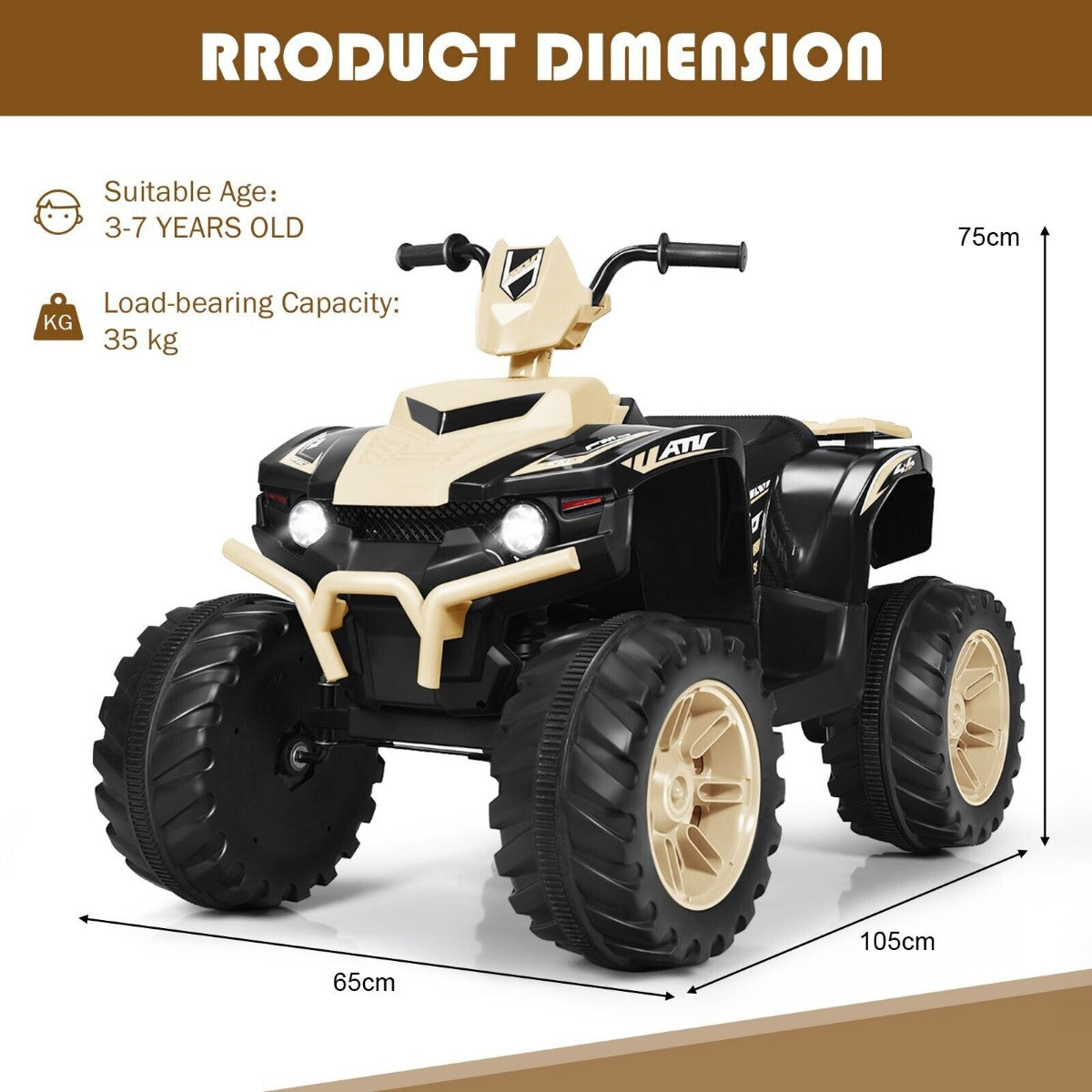 12v Electric Kids Ride On ATV / Quad Bike-Black