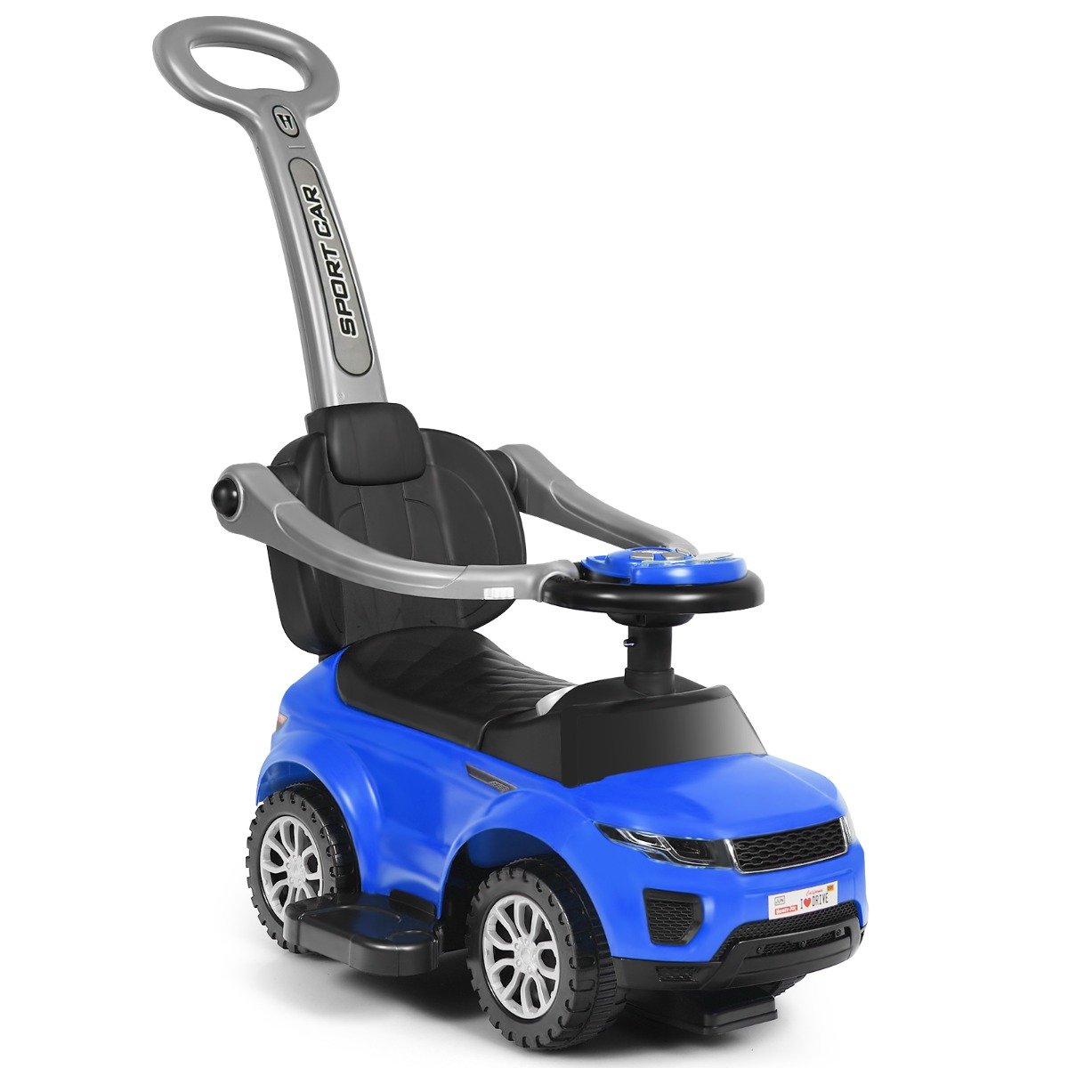 3 in 1 Ride on Push Car Stroller Sliding Walking Car-Black