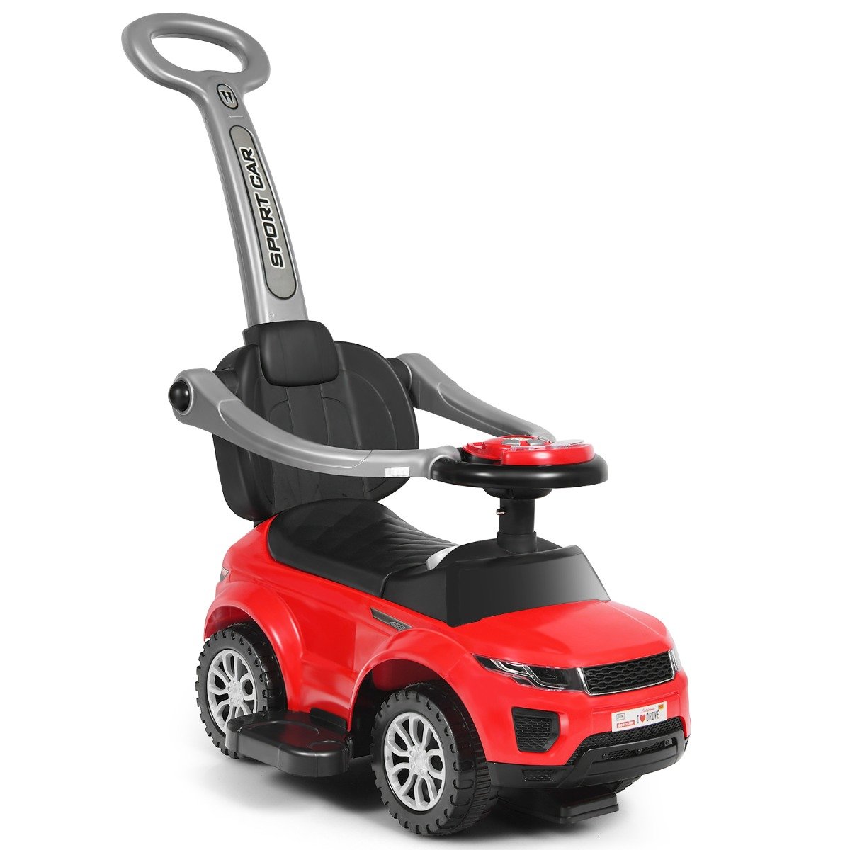 3 in 1 Ride on Push Car Stroller Sliding Walking Car-Black