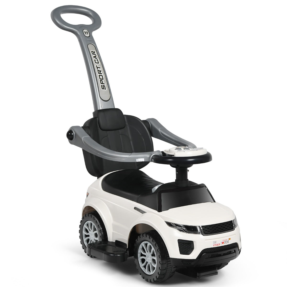 3 in 1 Ride on Push Car Stroller Sliding Walking Car-Black