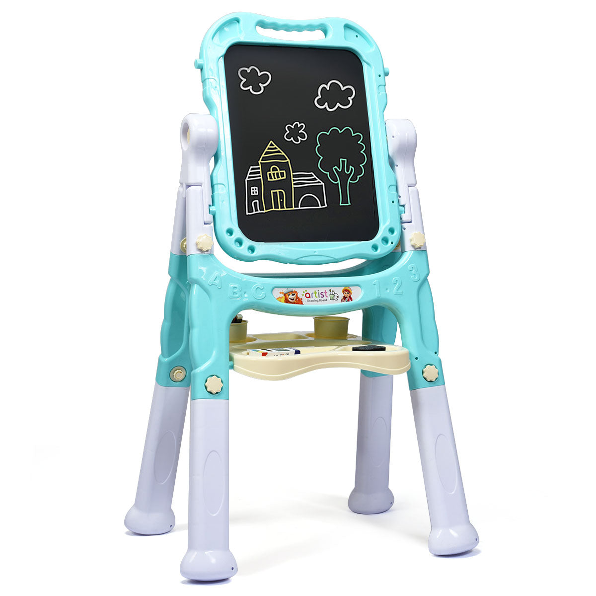 Kids Double Sided Boards Easel Magnetic Painting Art-Blue
