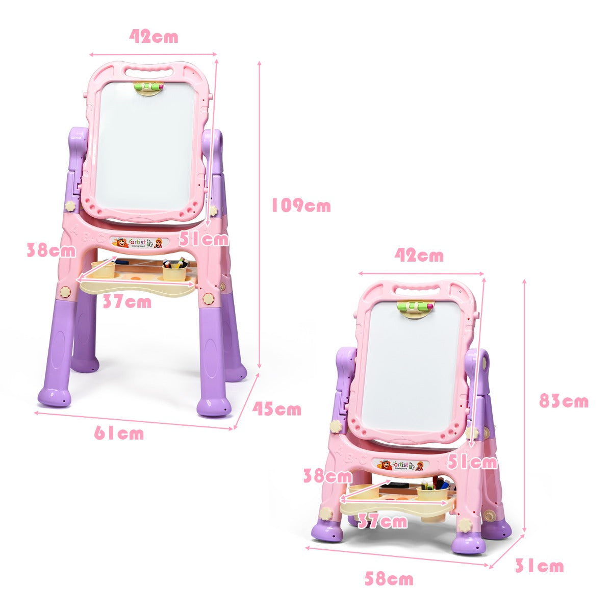 Kids Double Sided Boards Easel Magnetic Painting Art-Blue